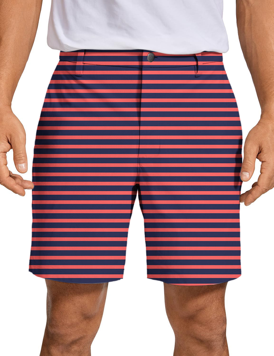 Men's Navy Red Stripes Golf Shorts