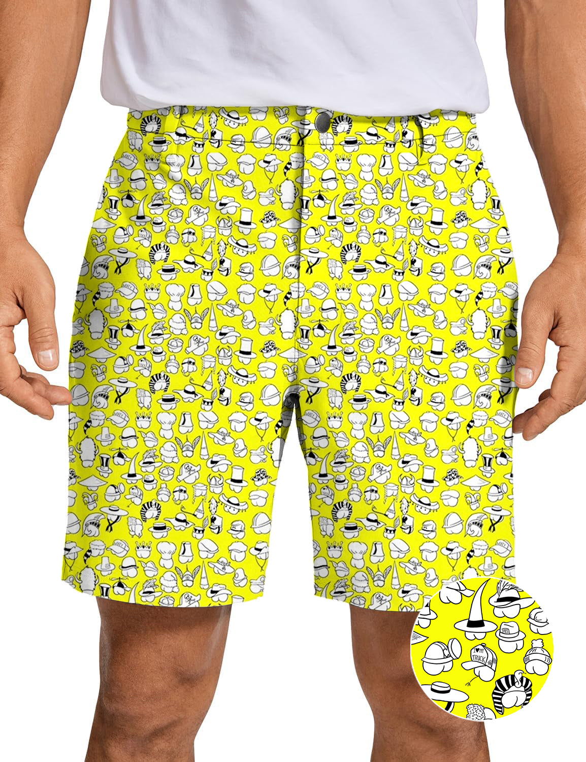 Men's Yellow Versatile Hips Designer style Golf Shorts