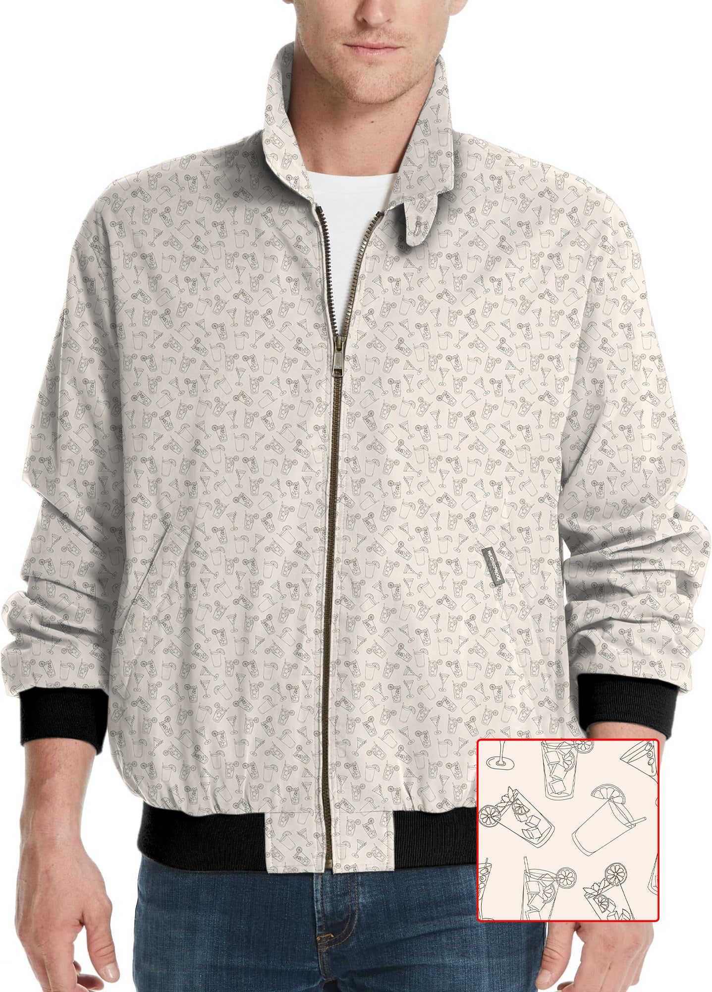 Beige Juice Men's Golf Windbreaker light jacket with custom team logo options