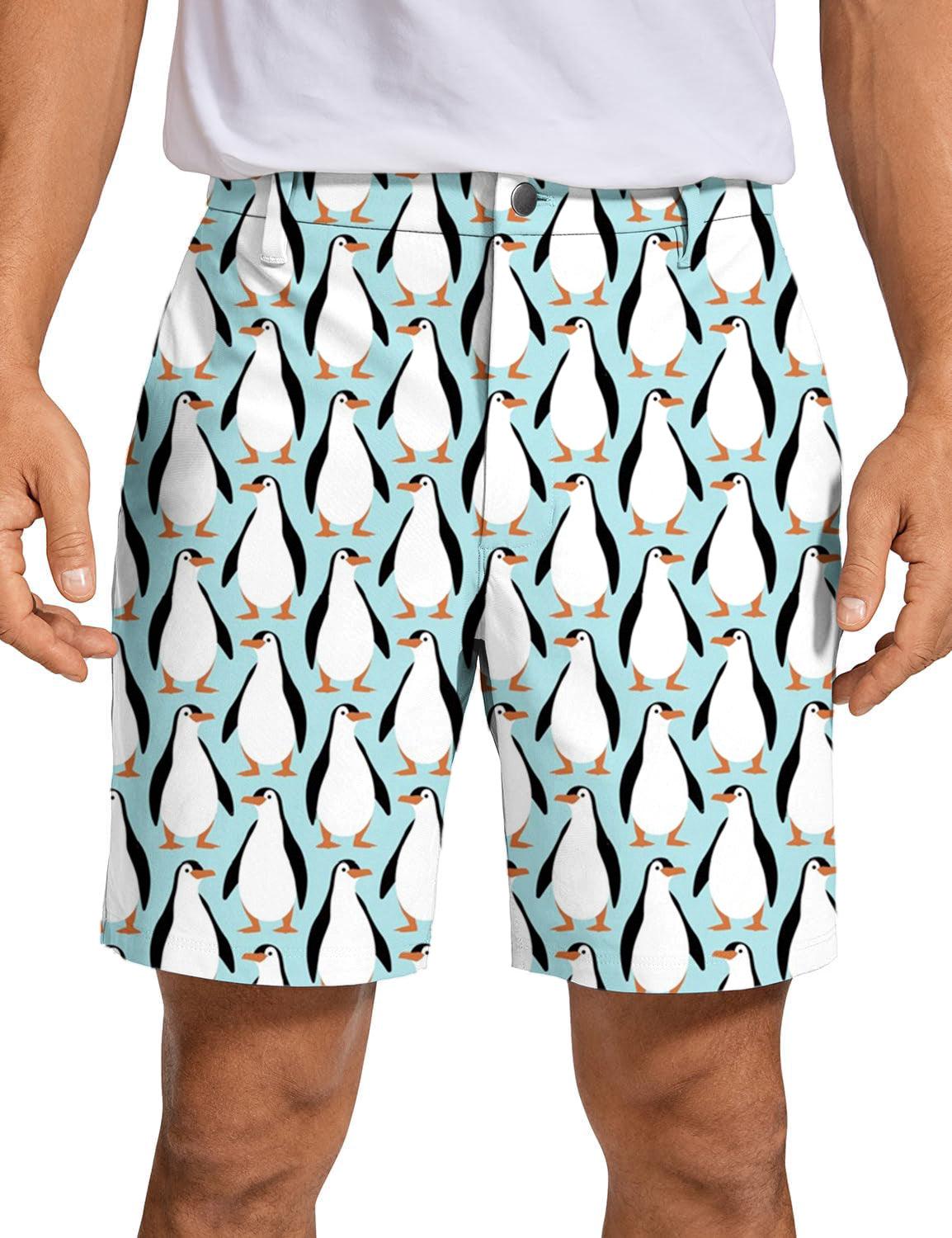 Men Penguin Party Golf Shorts