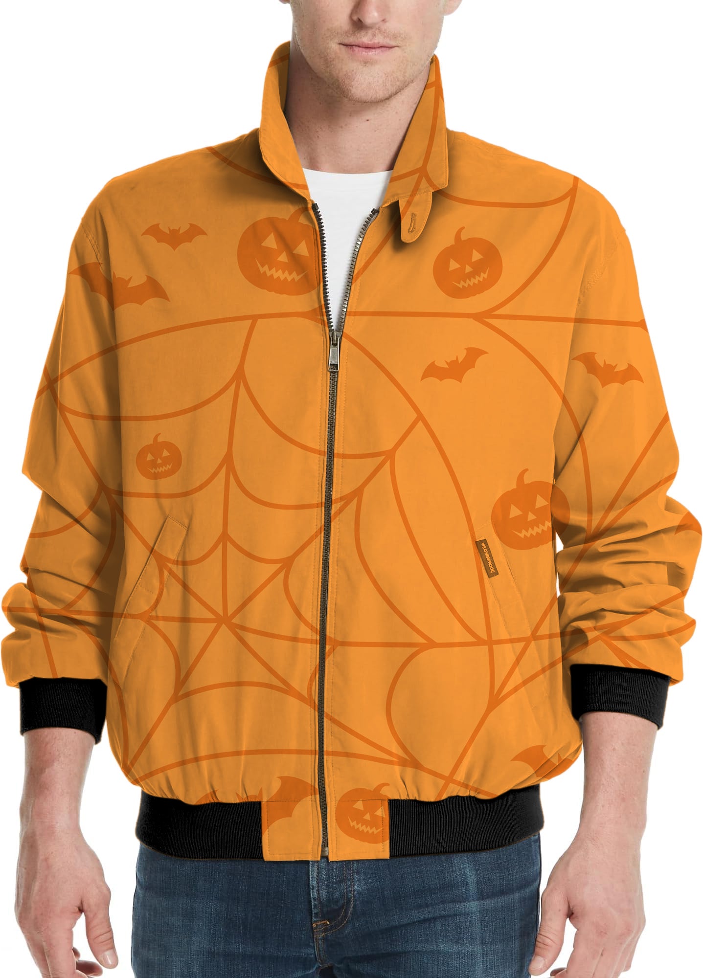 Halloween Spiderweb Pumpkin Men's Golf Windbreaker Light Jacket