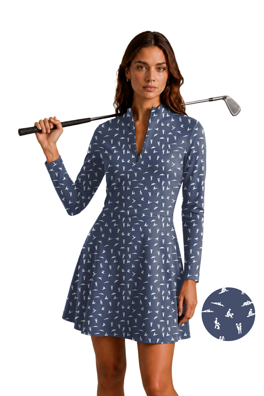 Sex Ed Women's Golf Long Sleeve Zipper Dresses Comes with separate matching shorts