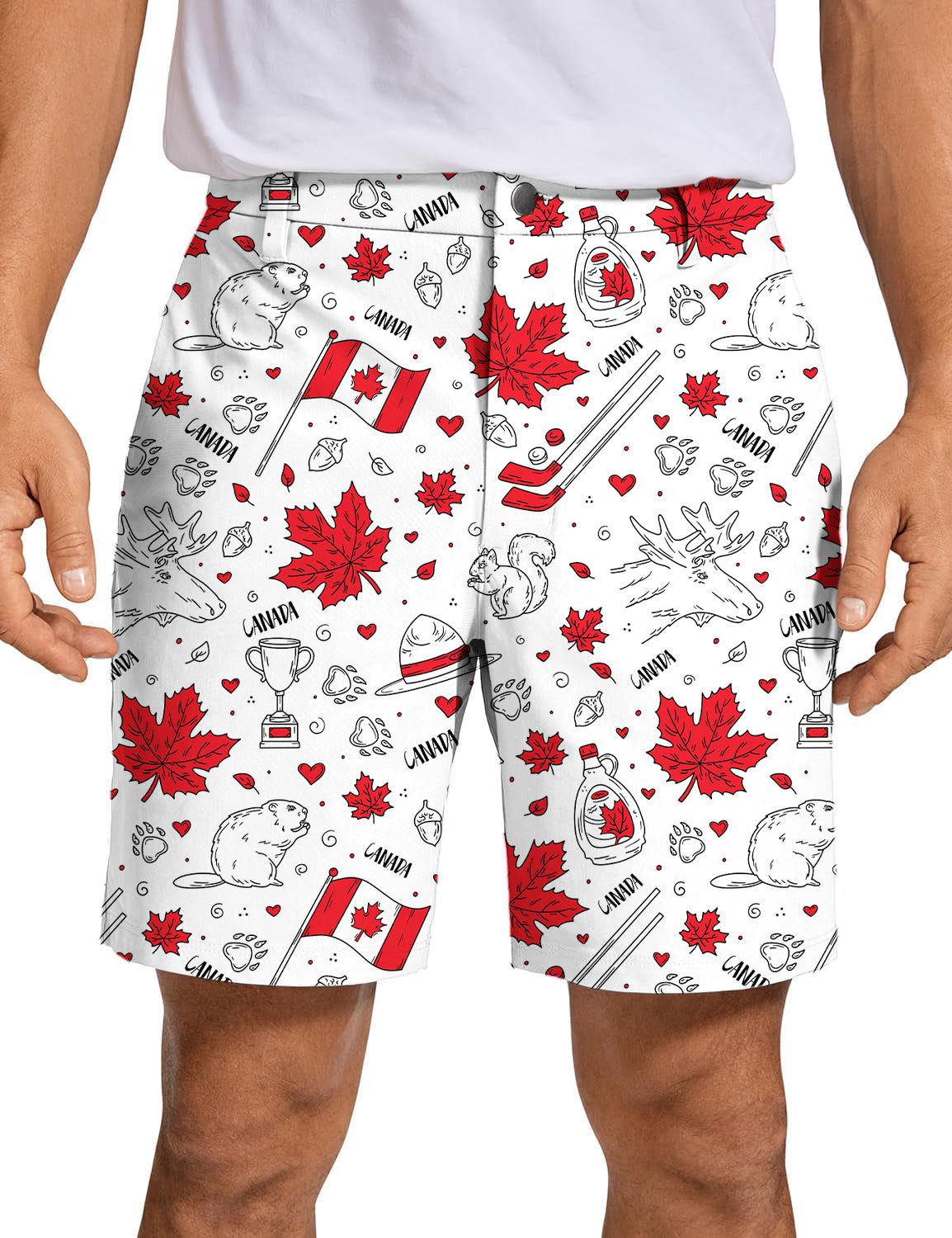 Men's Canadian Balloon Squirrel Maple Leaves Golf Shorts