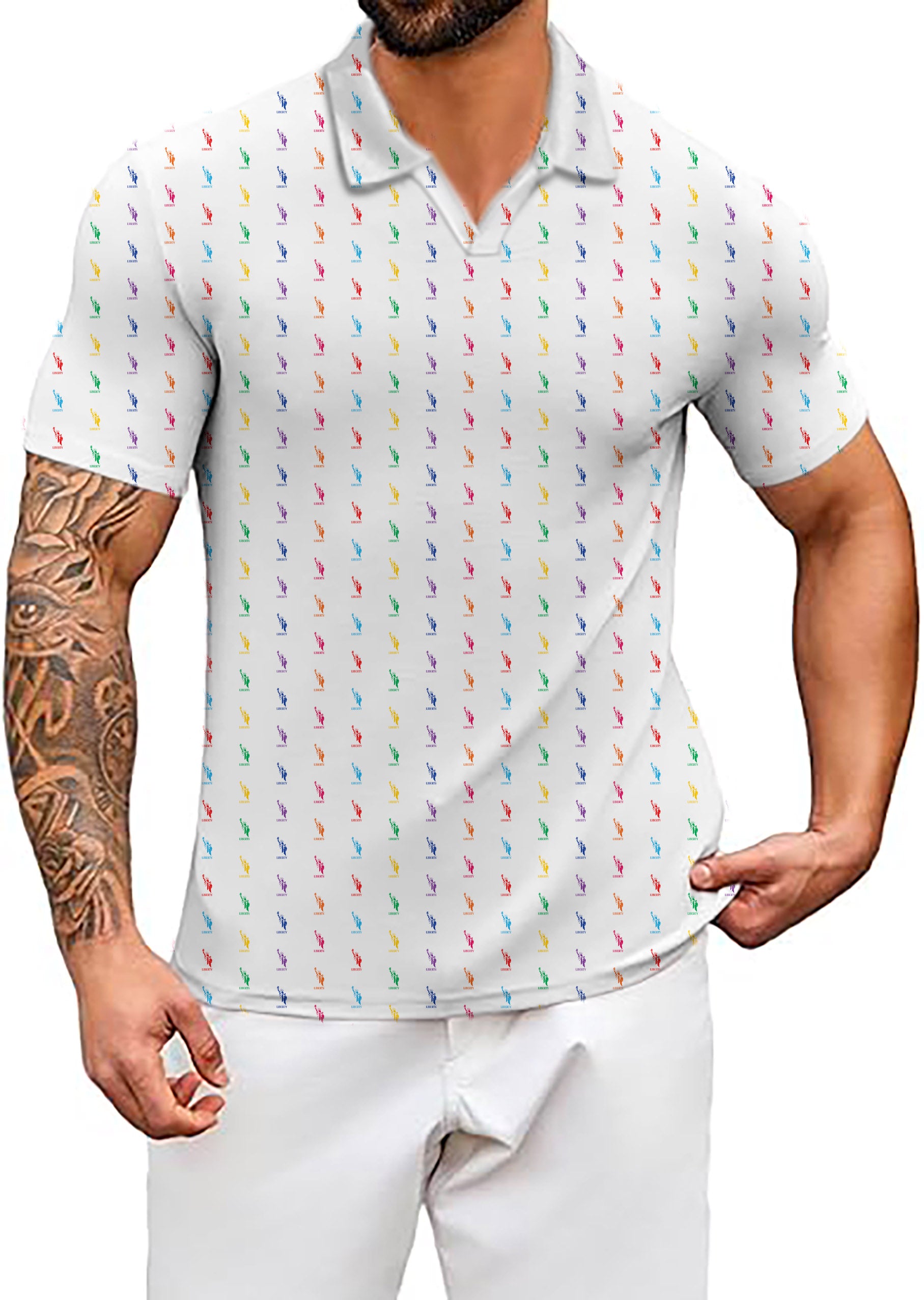 Men's Statue of Liberty V Neck Golf Polo Shirts