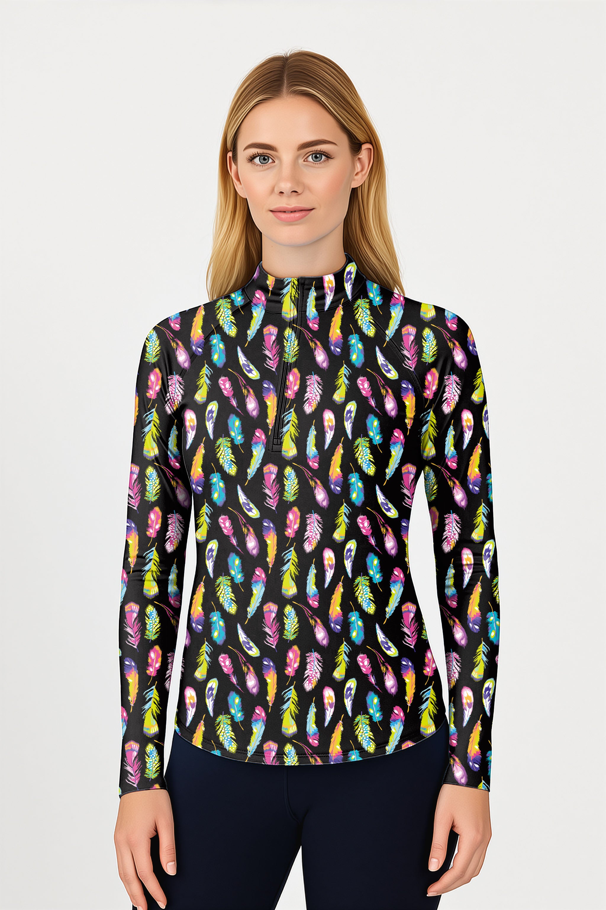 Colorful feathers Women's Golf Active 3/4 Zip Top