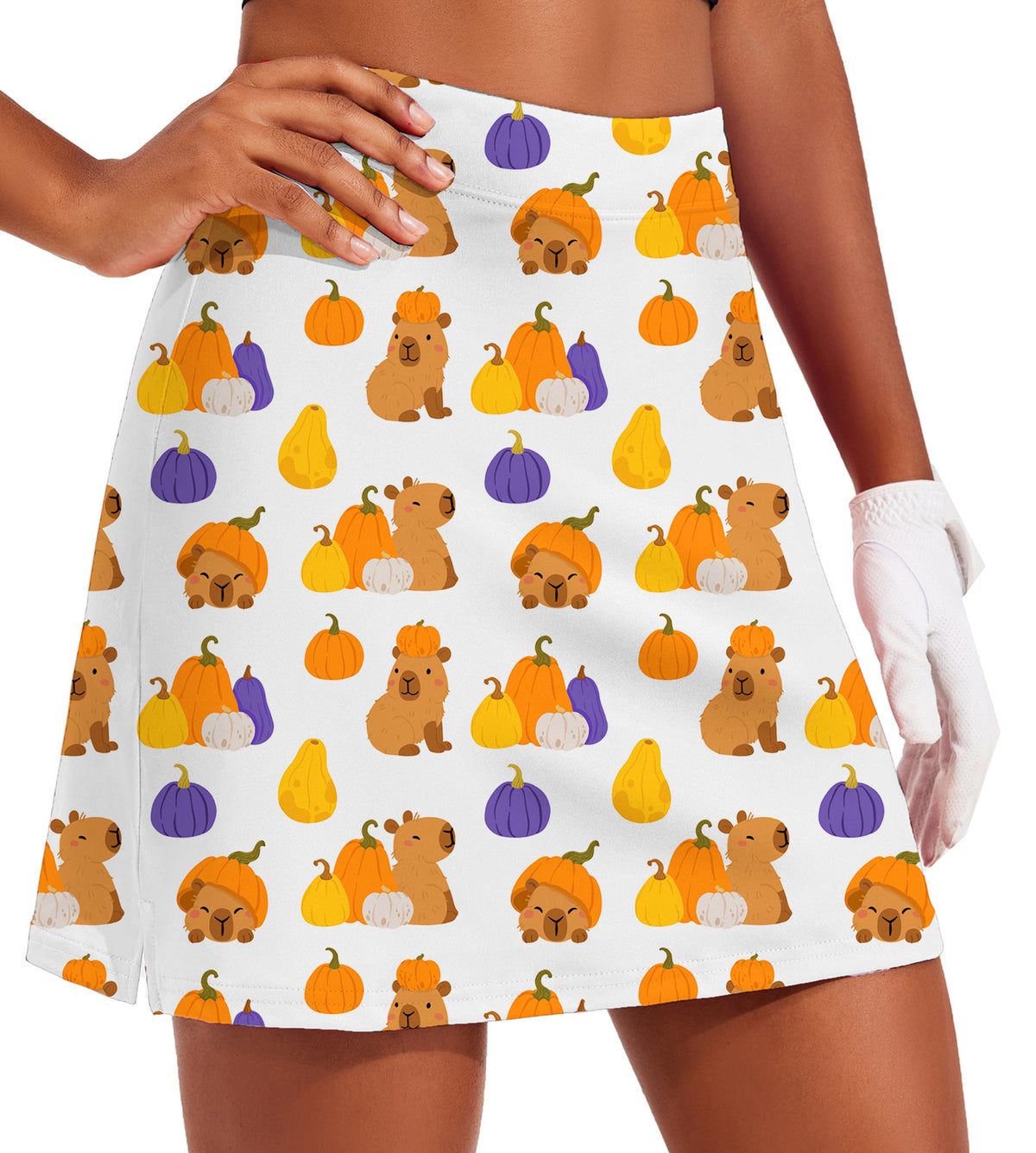 Women's -Halloween Capybara Golf Skirts Inner Shorts Pocket