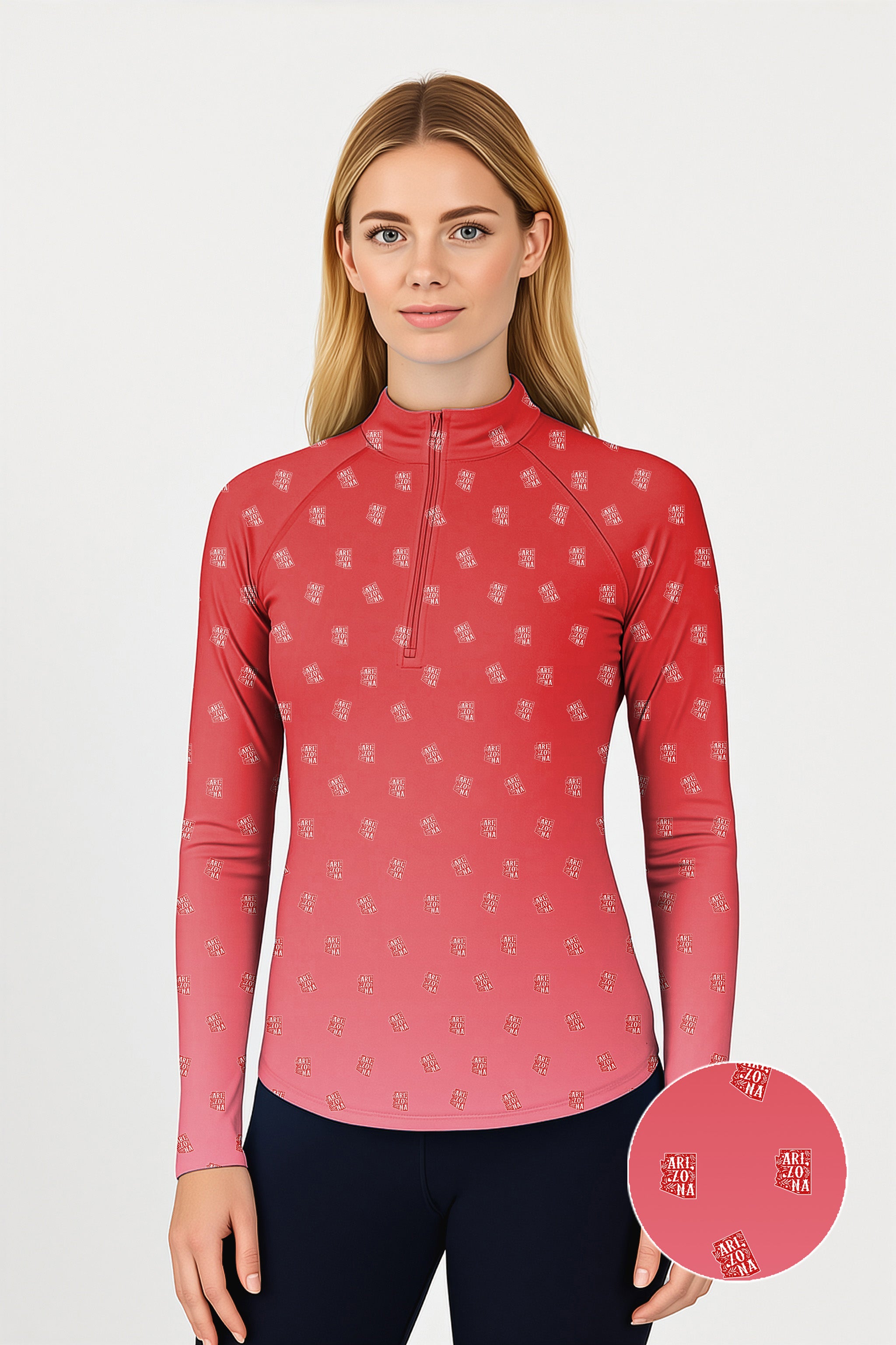 Red Arizona Women's Golf Active 3/4 Zipper Top Long Sleeves
