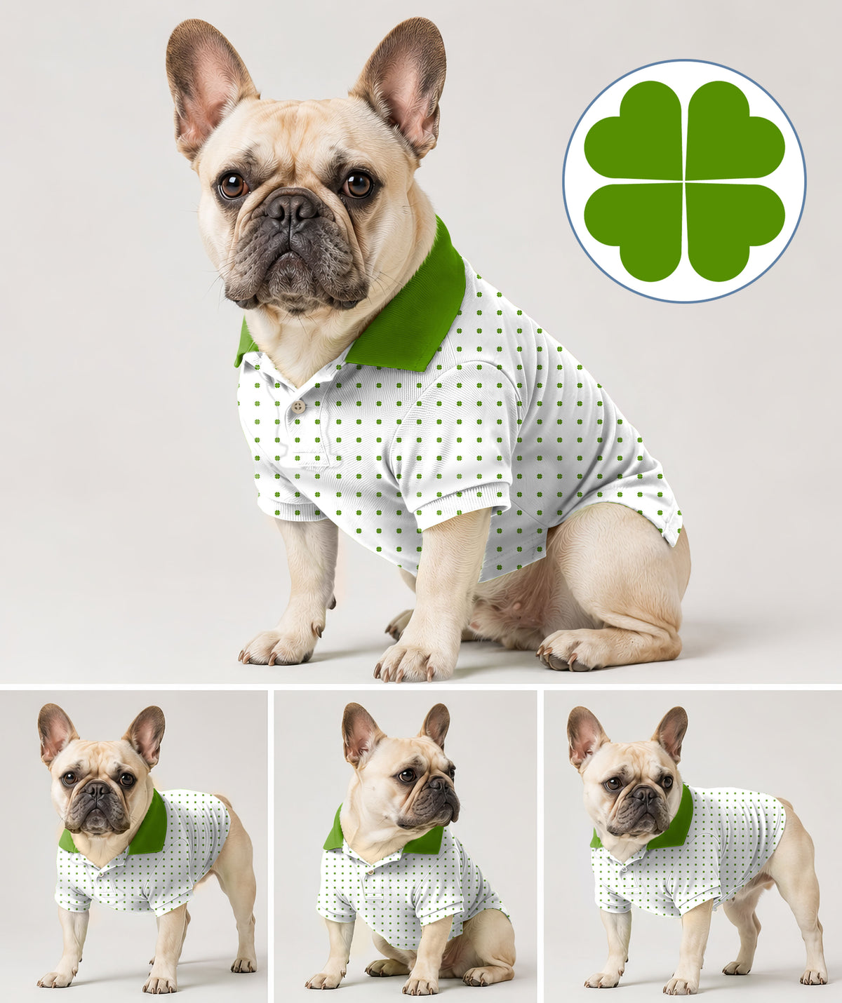 Dog's Lucky Four-Leaf Clover Golf Polo