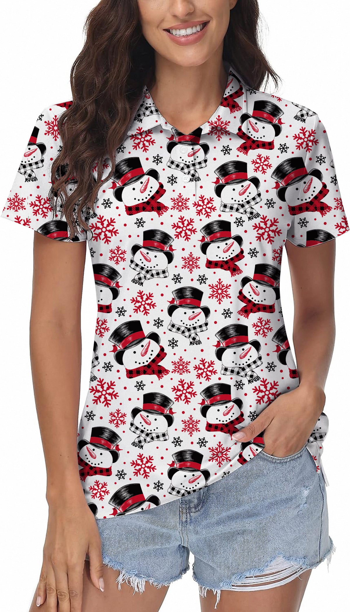 Christmas Snowman Women's Golf Polo