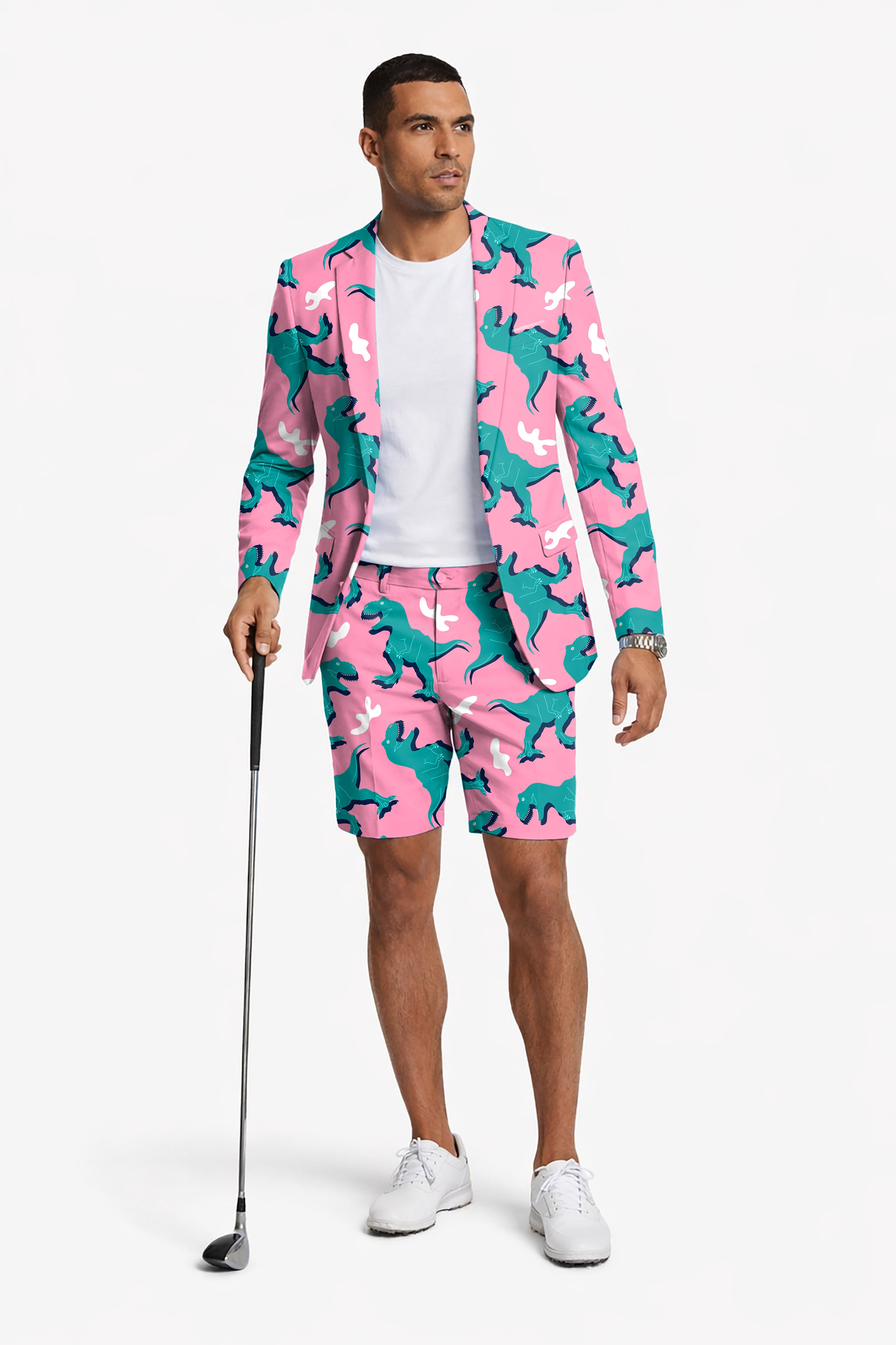 Green Dinosaur Men's Party Costumes-Theme Party 2pcs Suit set-Blazer Shorts