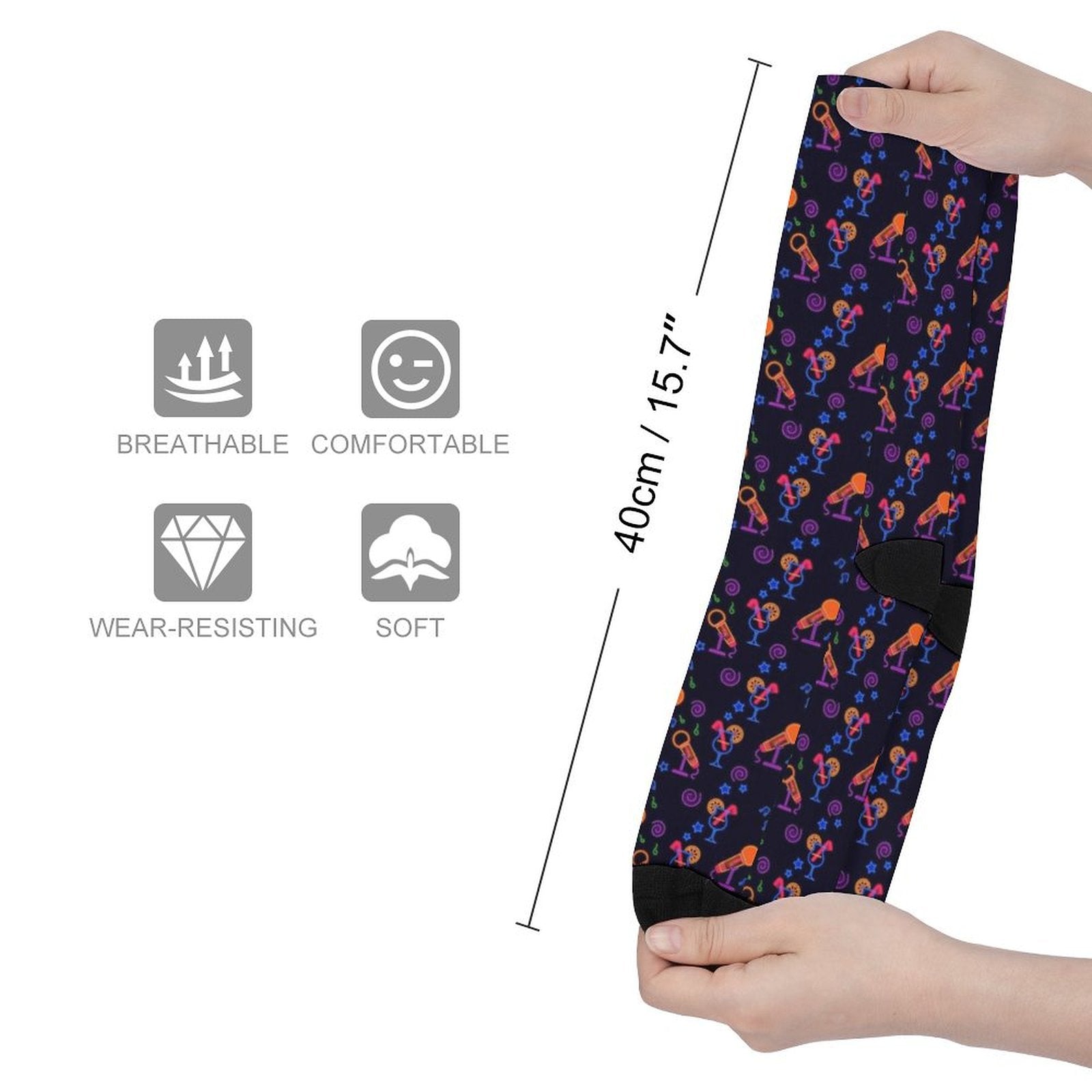 Neon Karaoke Prined socks Gifts for Men Women