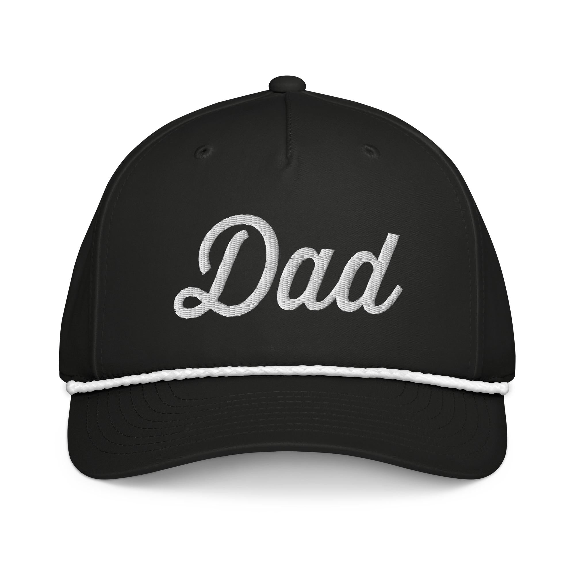 3D Embroidered Dad Golf Black Rope Name Hats
