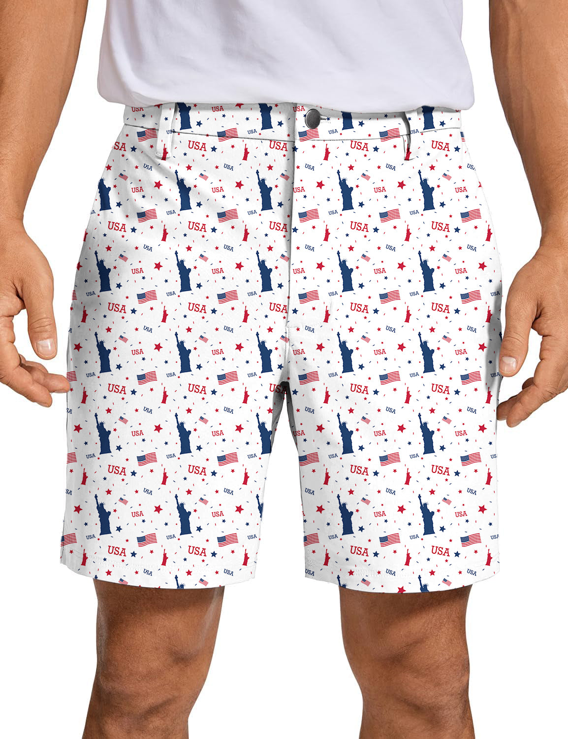 Men Statue of Liberty American flag Golf Shorts