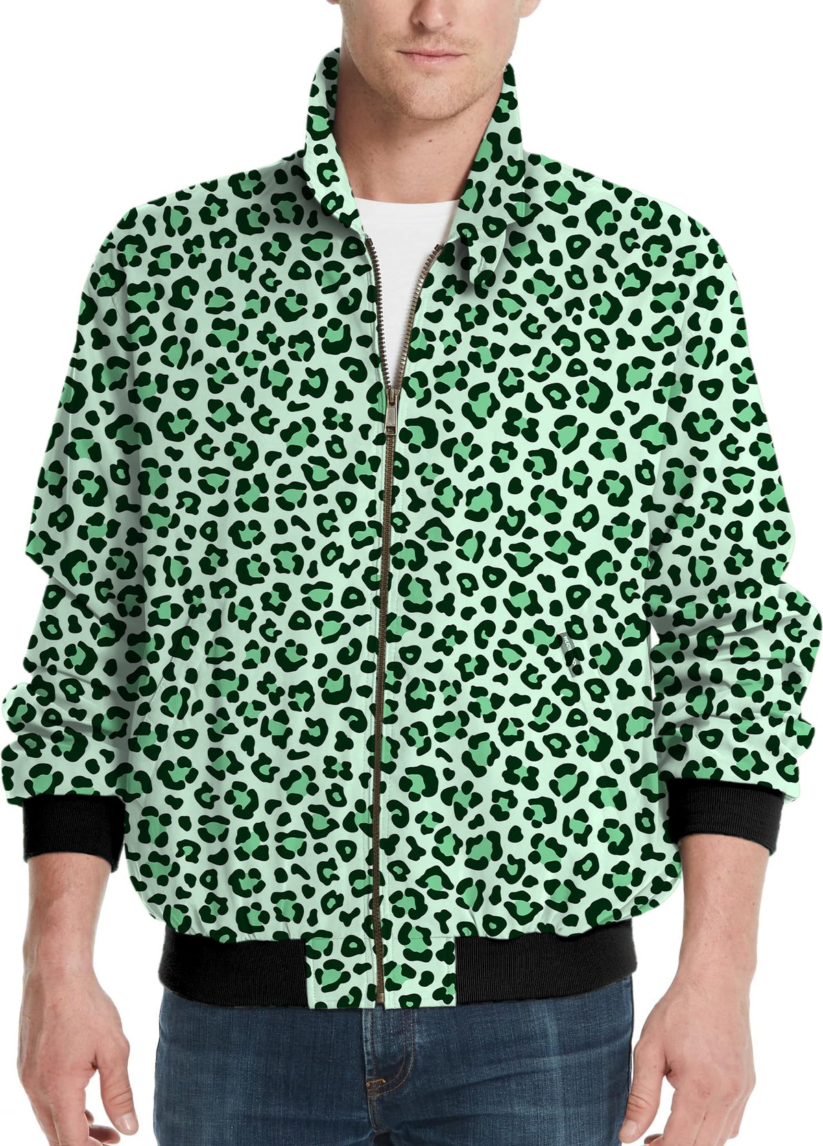 Green leopard print Men's Golf Windbreaker Light Jacket