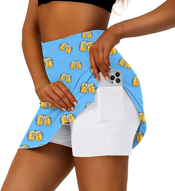 Women's Cheers Beer Golf Skirts Inner Shorts Pocket