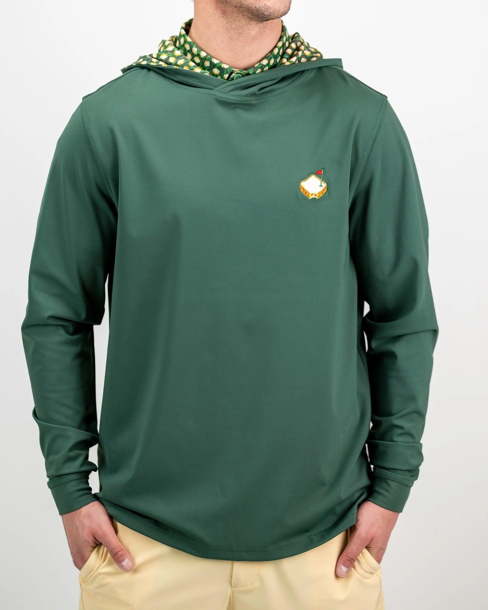 Performance Golf Hoodie Green Pattern The Master Sandwich Flag outerwear