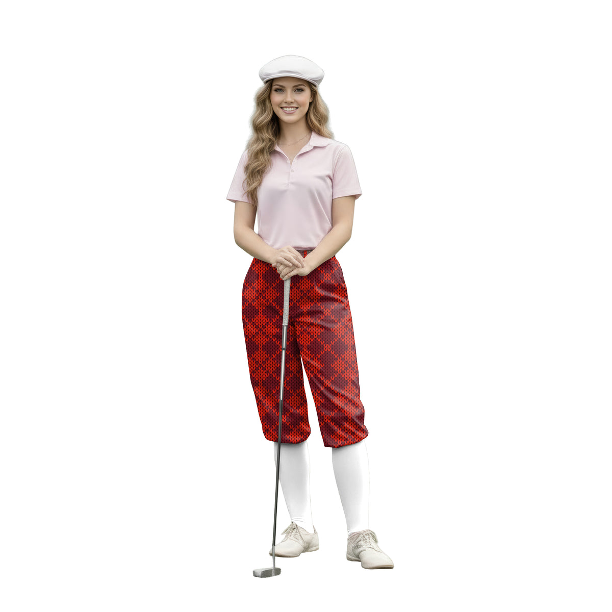 Personalize And Add To Cart Men's Christmas Red Polo Womens Golf Knickers Pants