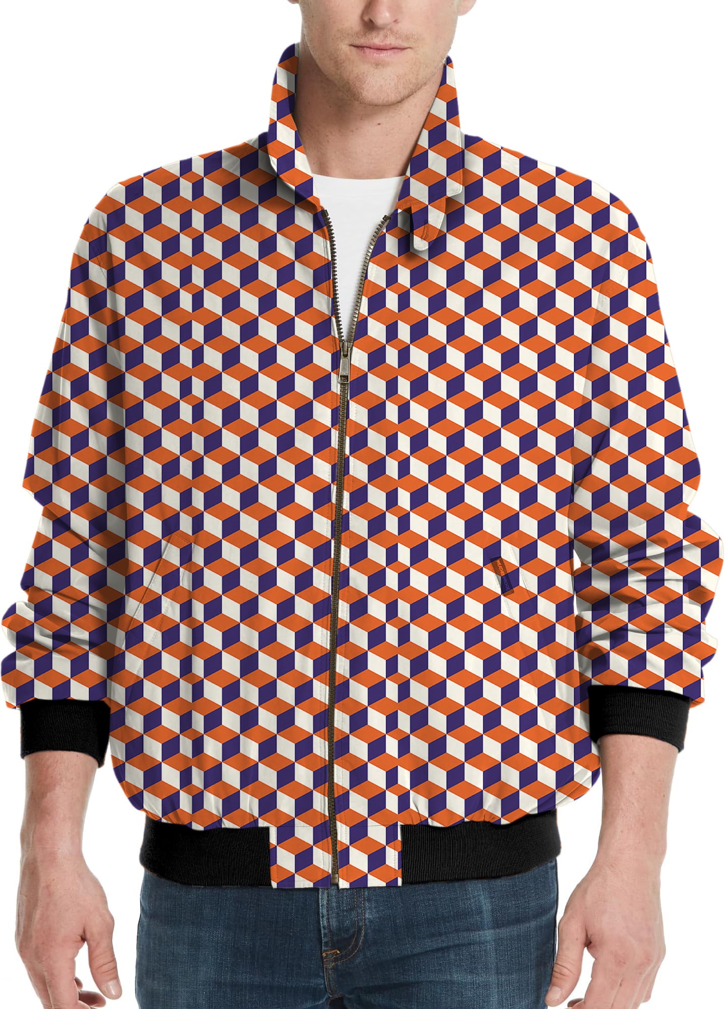 orange  3d square box-Men's Golf Windbreaker Light Jacket