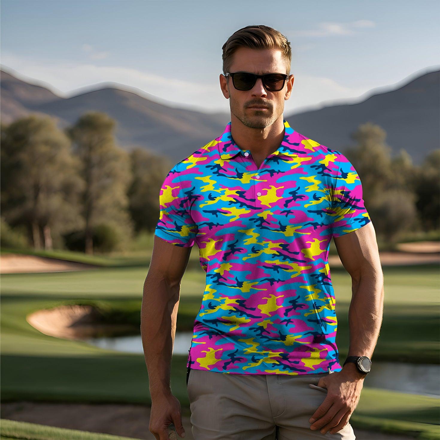 Men's golf polo Neon Camo