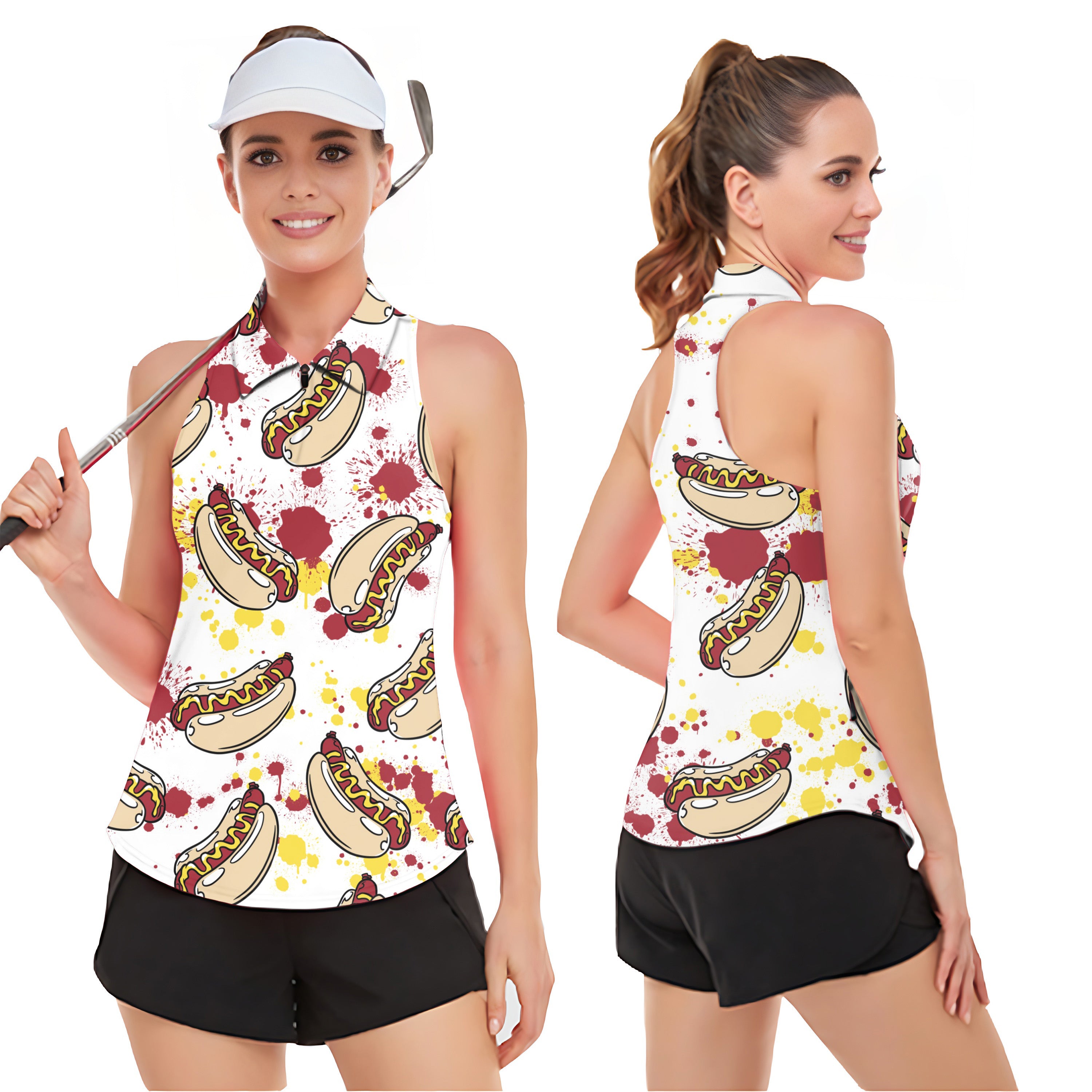 Hot Dog Women‘s Sleeveless Golf Tank Top Shirt Polo