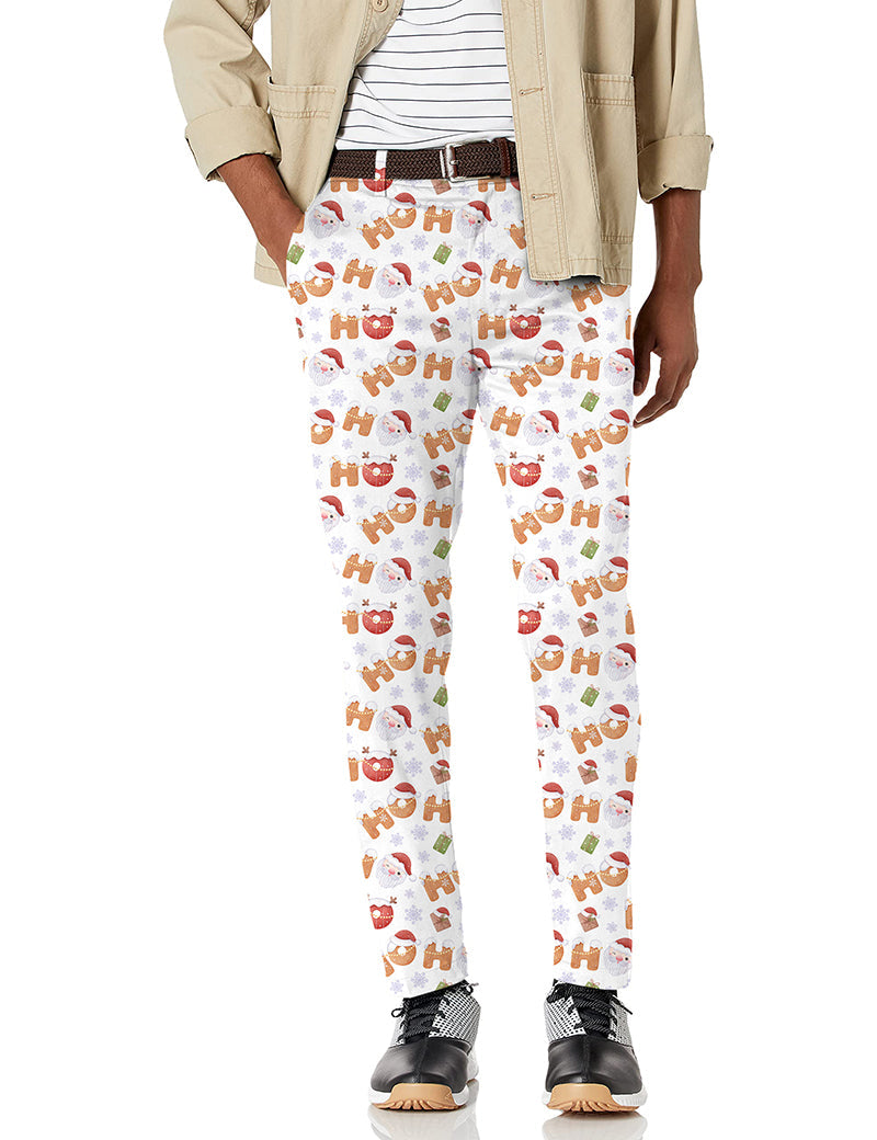 Men's Christmas Gingerbread HO Stretch Golf Pants with festive print and lightweight performance fabric