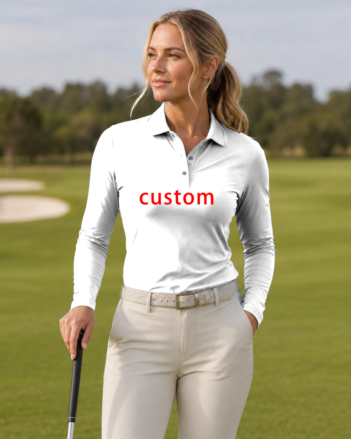 Custom Own Logo Women's Long-Sleeved Golf Polo