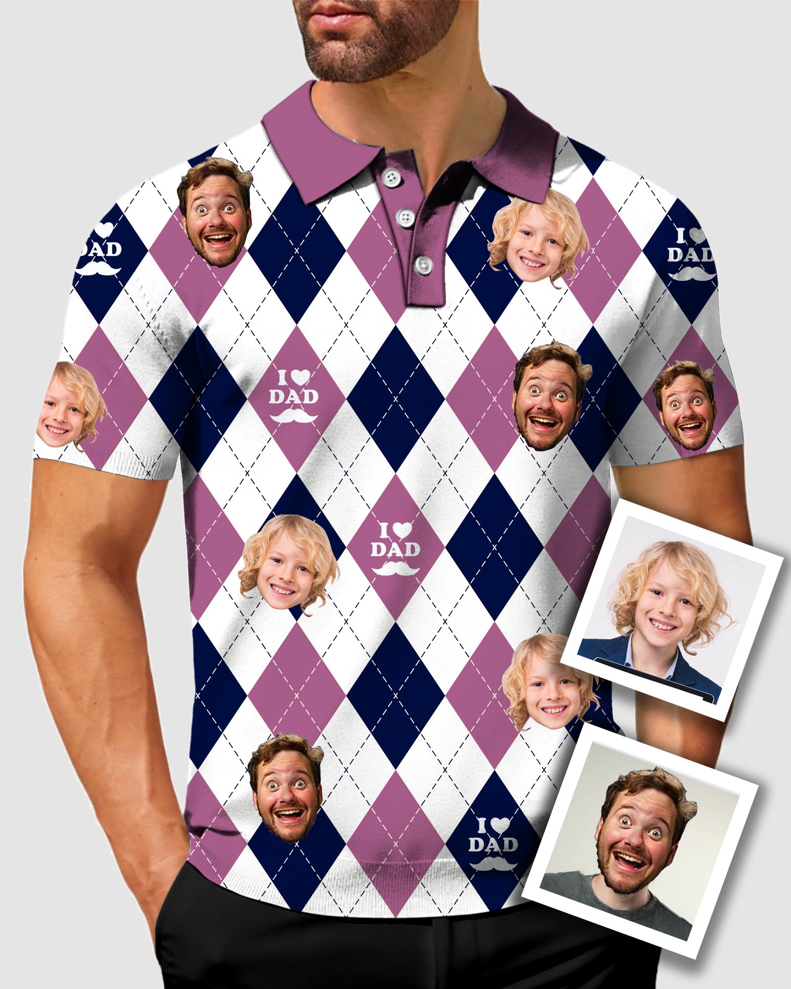 Men's To My Dad Custom Face Men's Golf Polo Father's Day Gift Polo