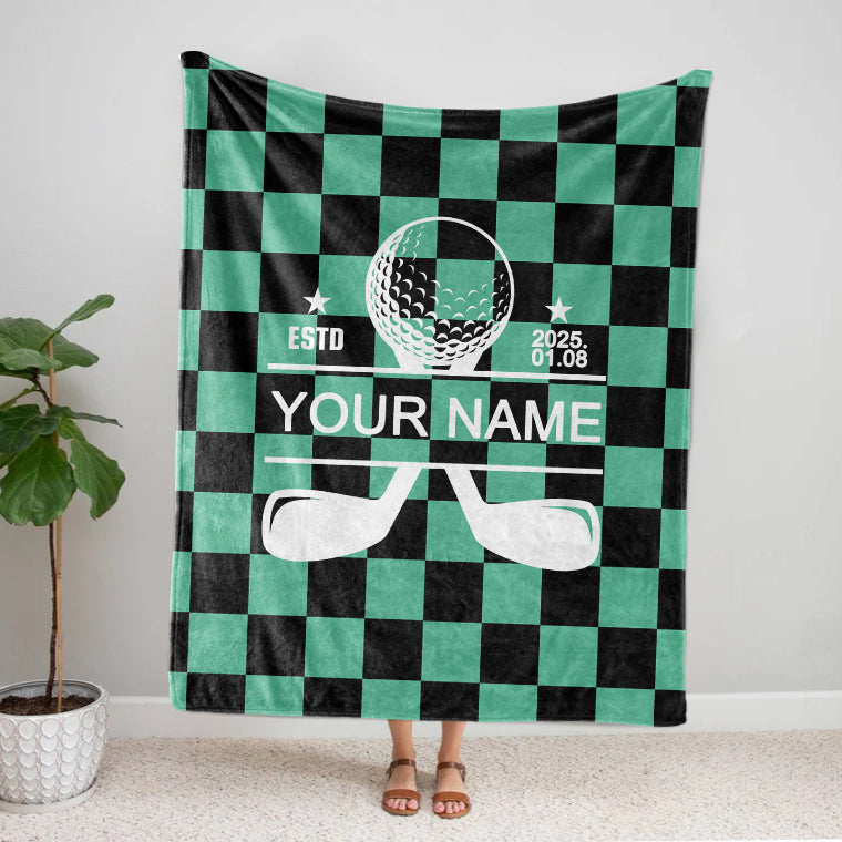 Personalized Your Date Name Golf Fleece Blanket | Sherpa Blanket Sports Team gift