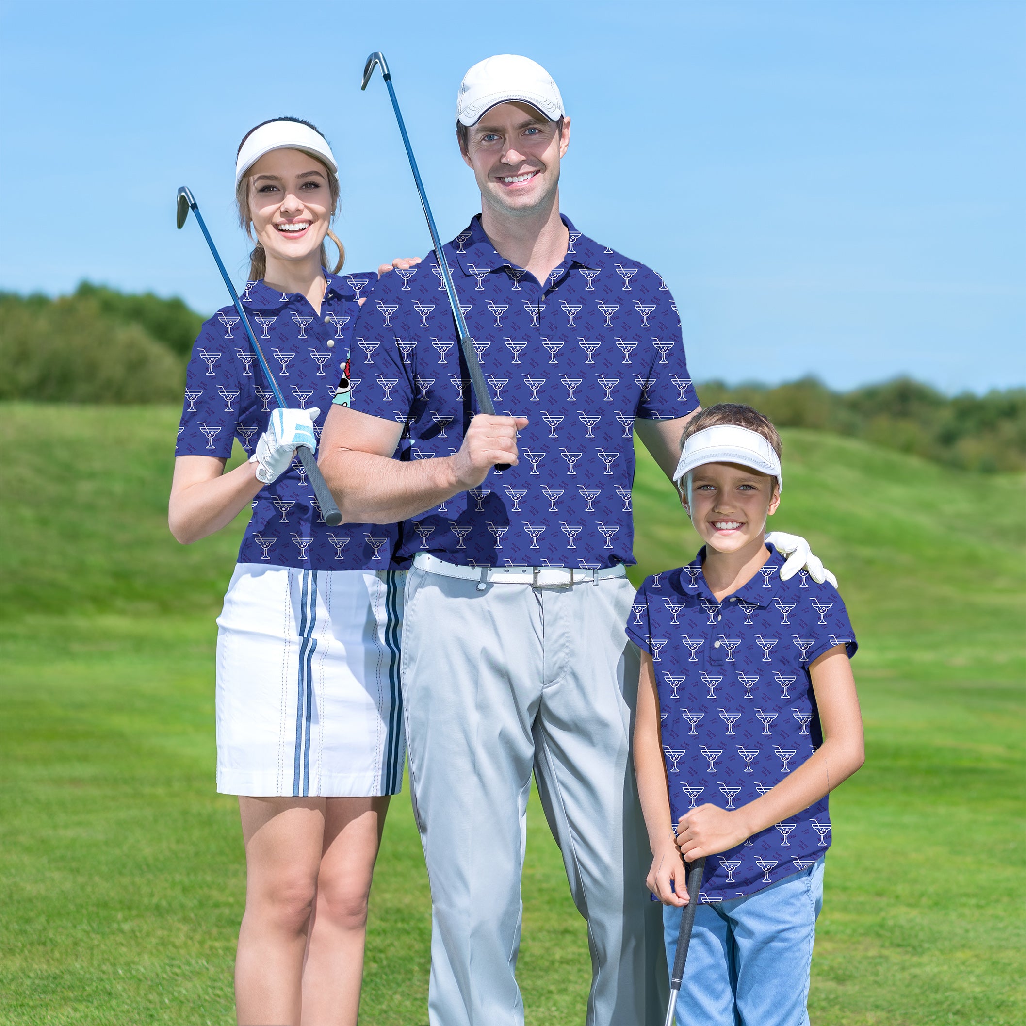 Golf Polo Couple Family set Happy New Year drink tournament