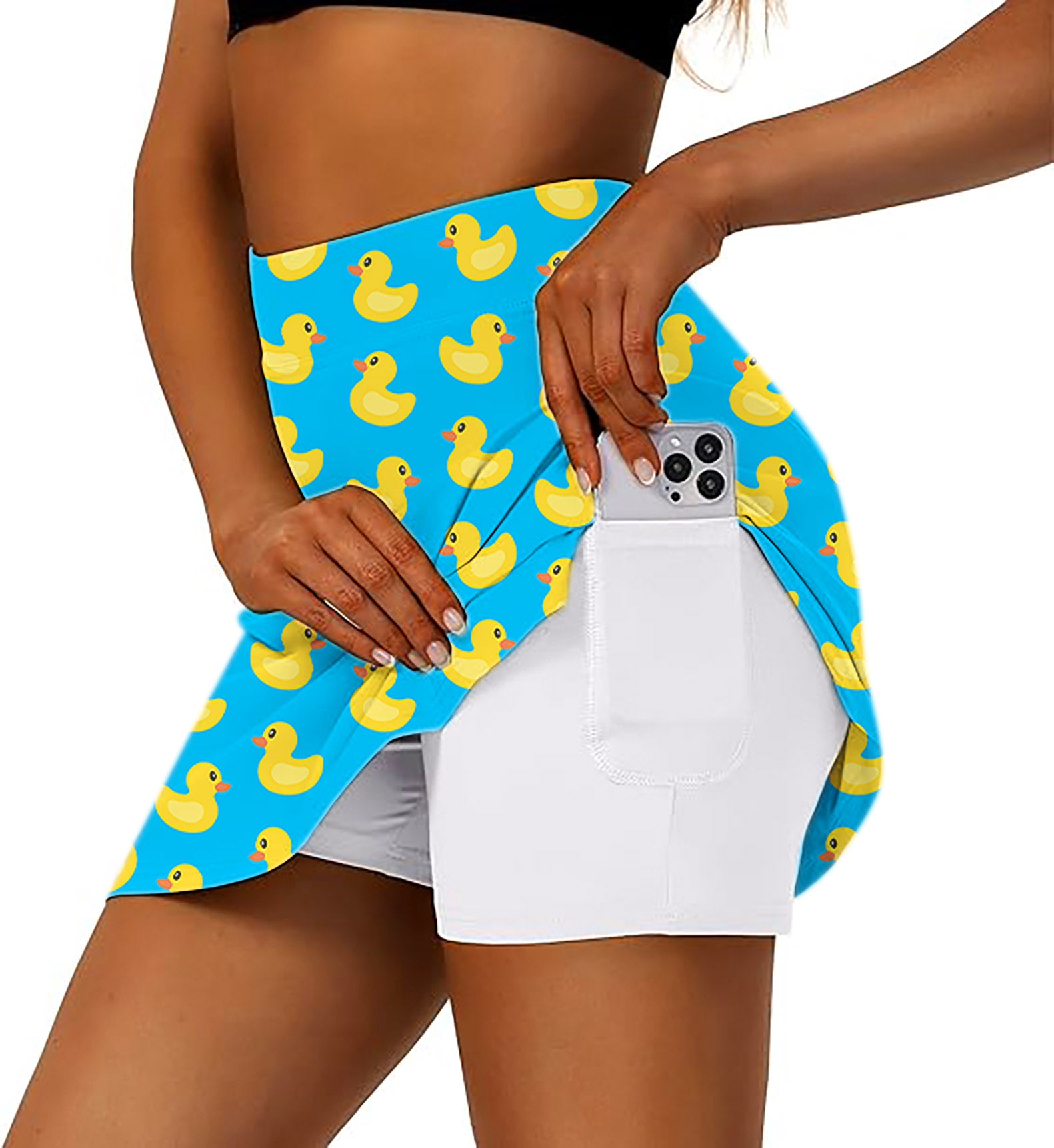 Women's Yellow duck Golf Skirts Inner Shorts Pocket