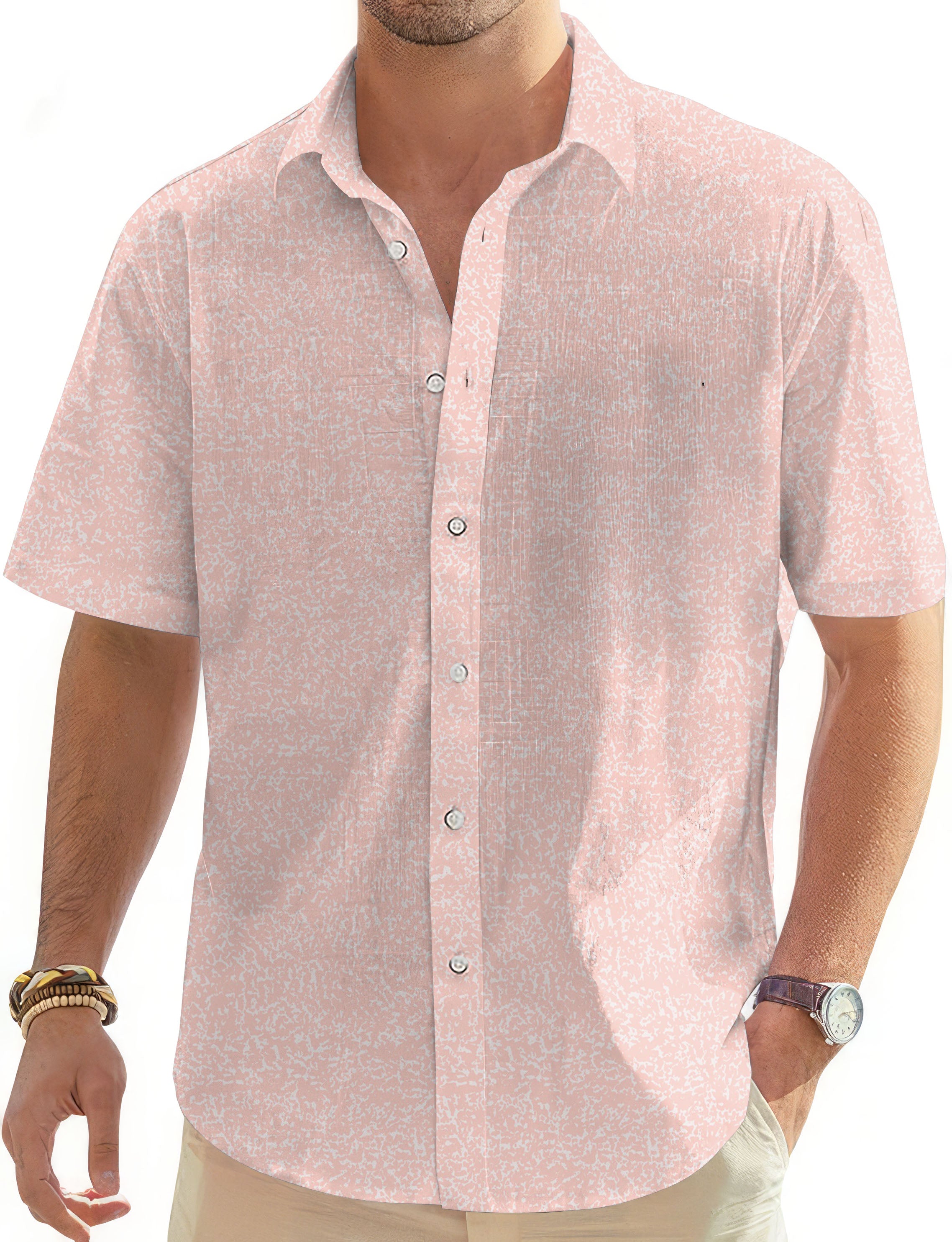 Peach Performance-Men's Golf Hawaiian Shirts Button Down Shirt