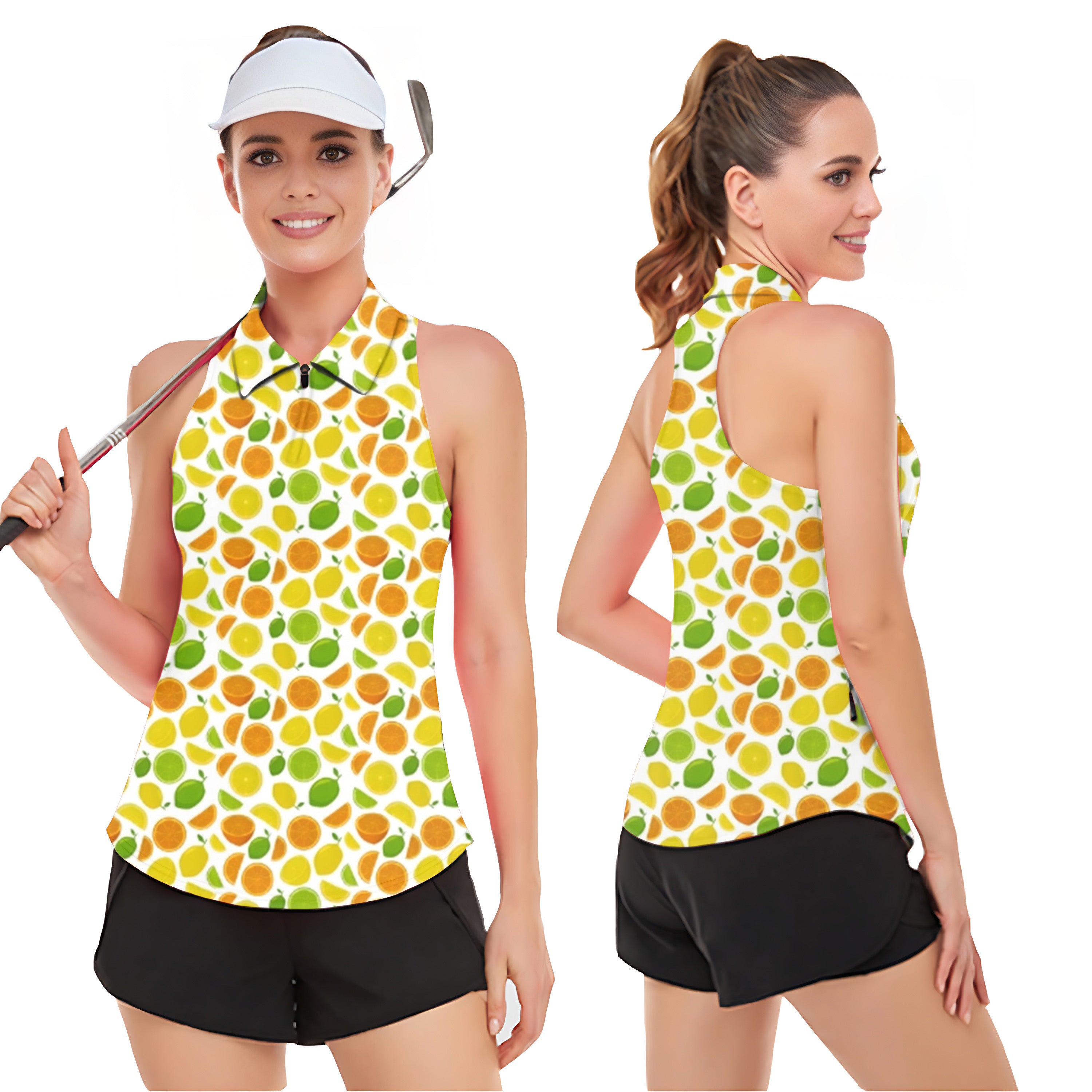 Summer Lemon Women‘s Sleeveless Golf Tank Top Shirt Polo