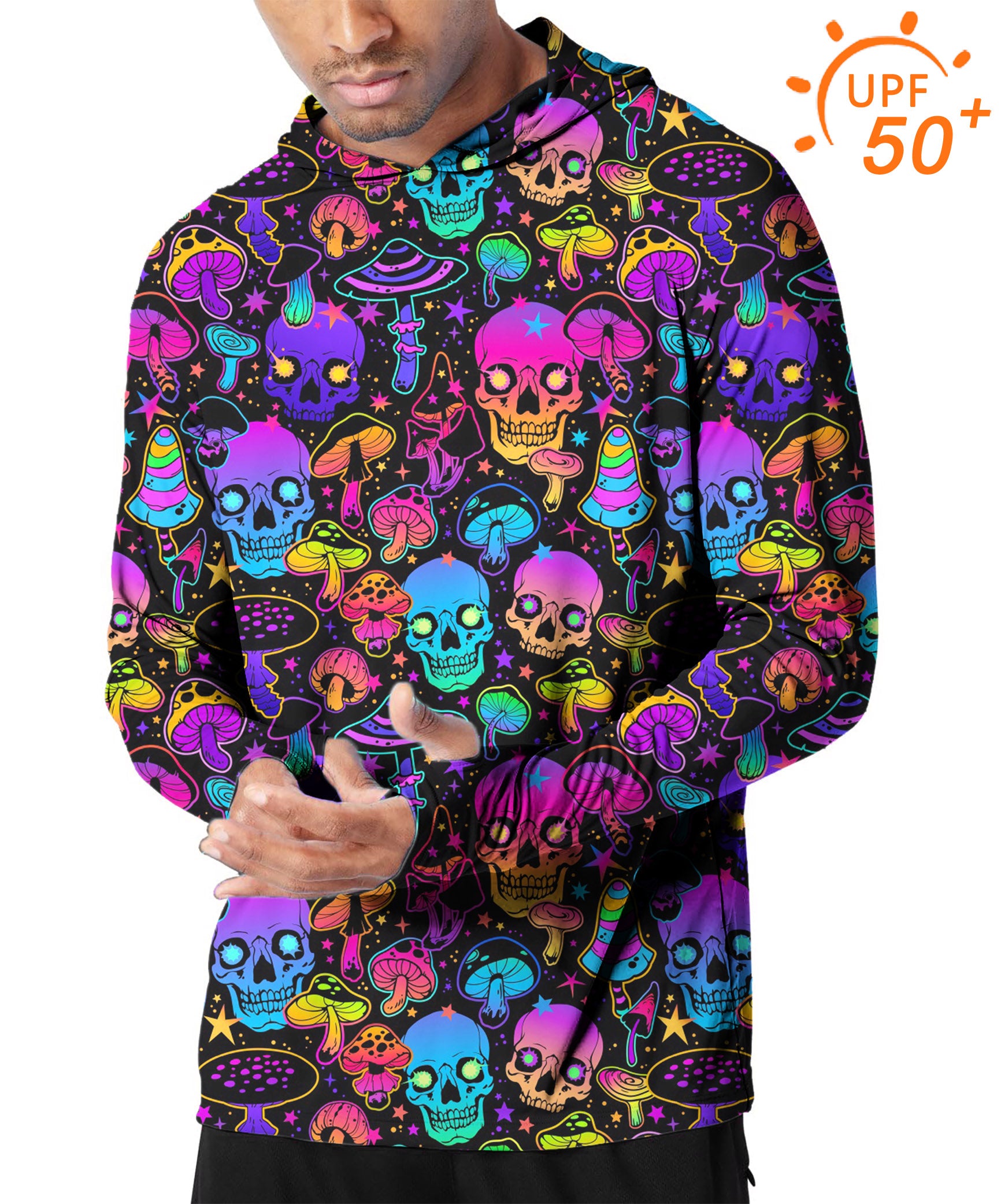 Men's Outdoor neon skull Golf Sun Protection Slim Fit hoodies