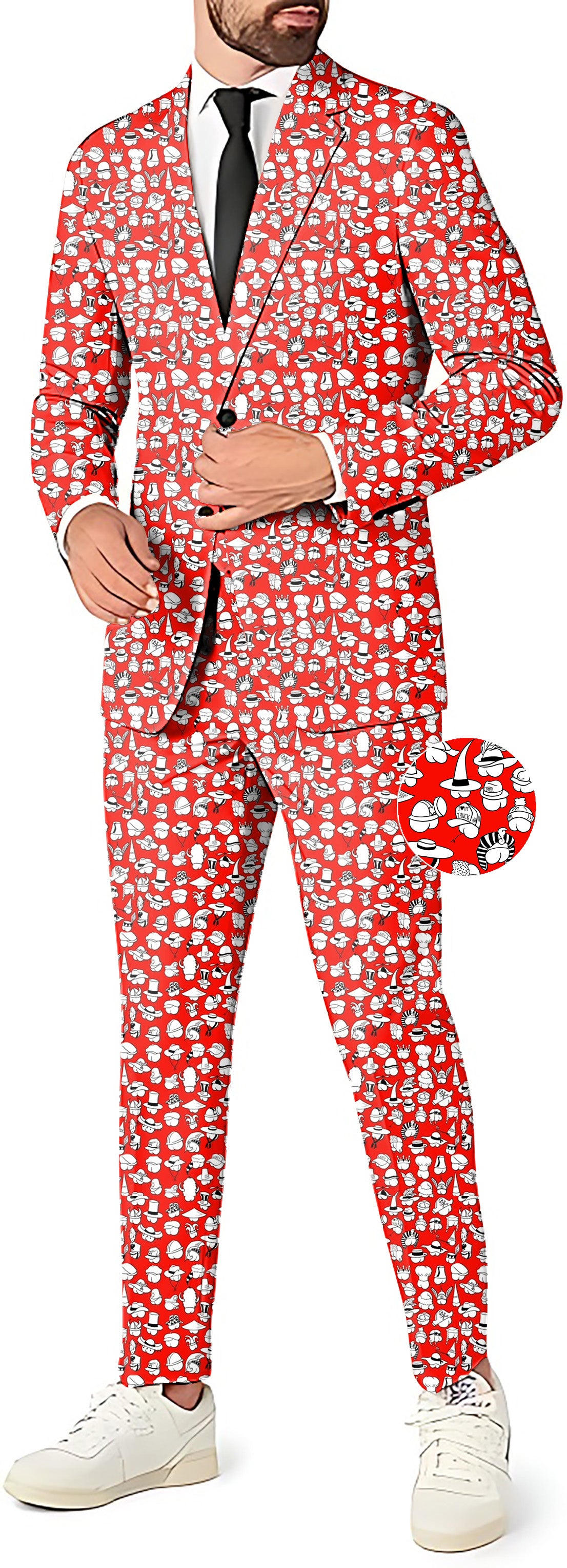 Red Versatile Hips Designer style Men's Party Costumes-Theme Party 2 or 3pcs Suit set-Blazer Pants & Vest