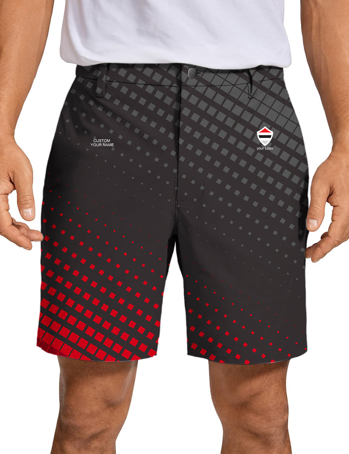 Men black red sport Team Golf Shorts