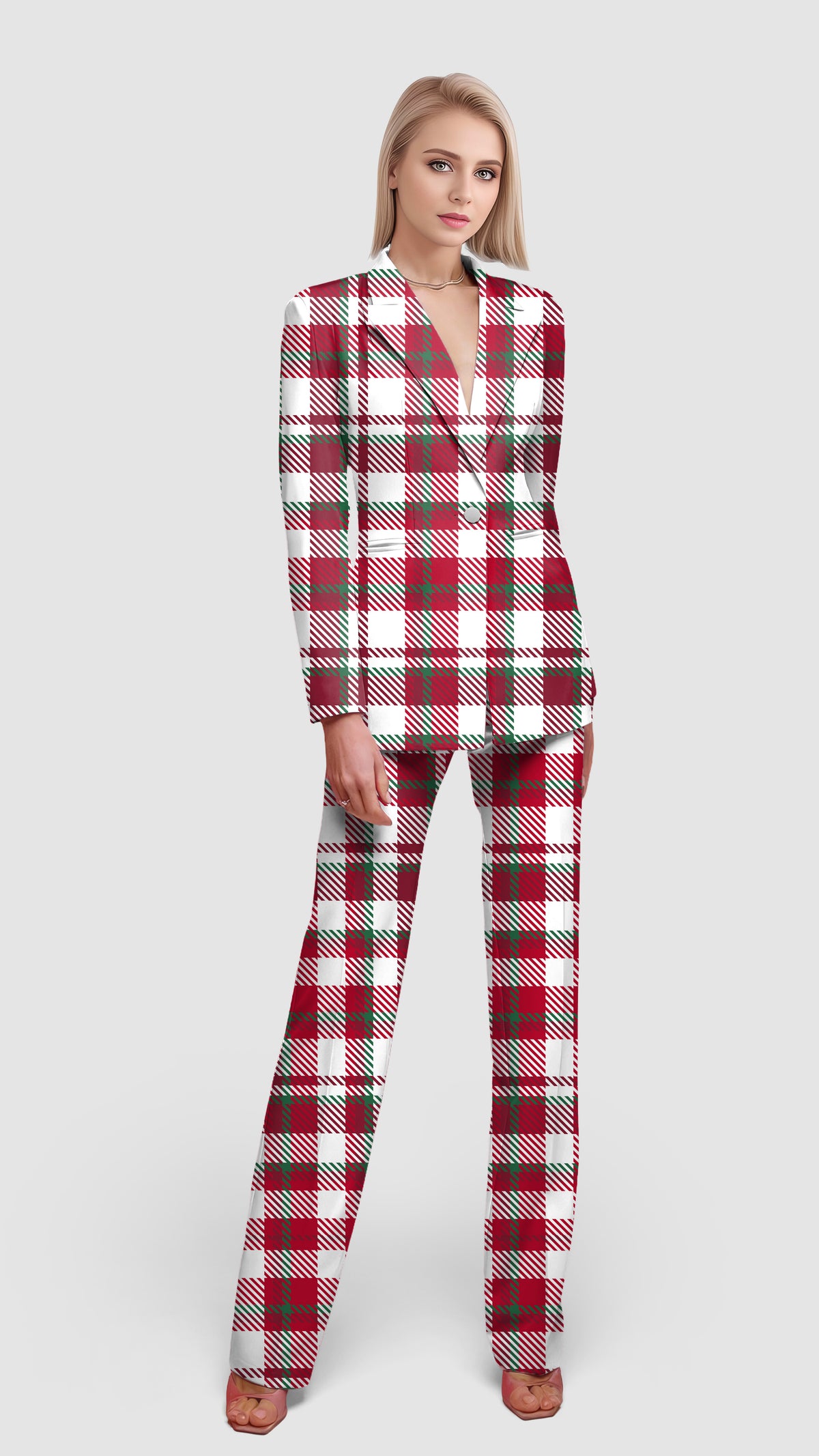 Christmas stripes Women's Blazer Casual Work Office Blazer Suit set