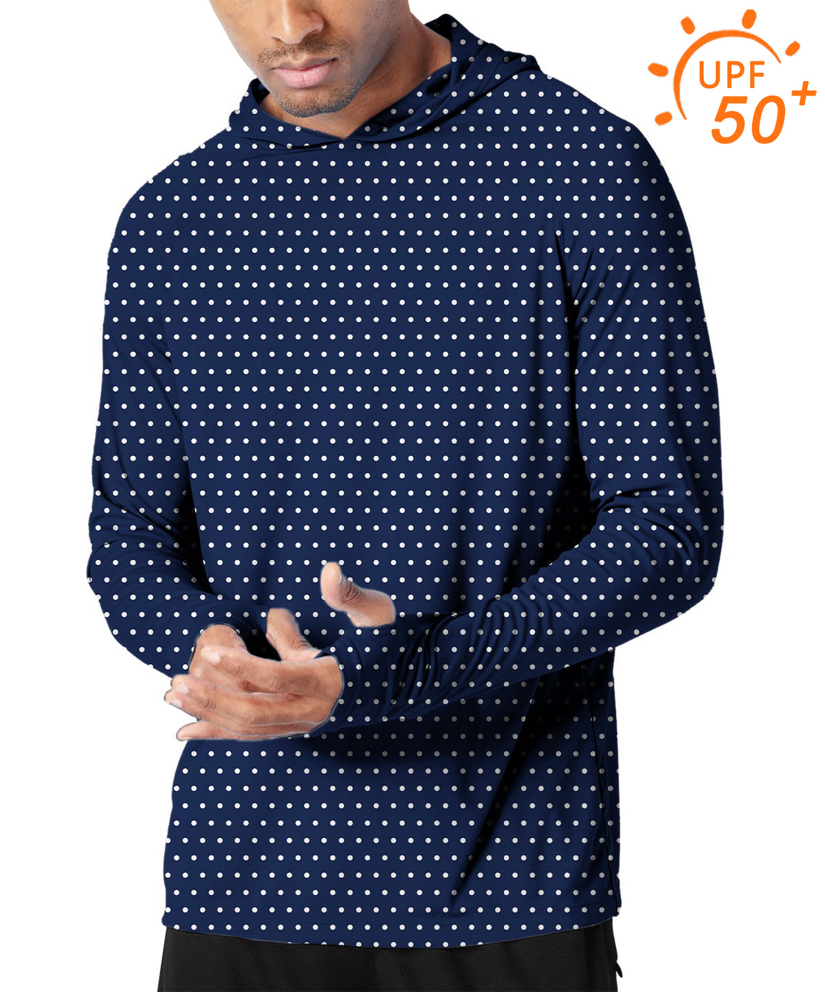 Men's Outdoor Navy blue with white polka dots Golf Sun Protection Loose Fit  hoodies