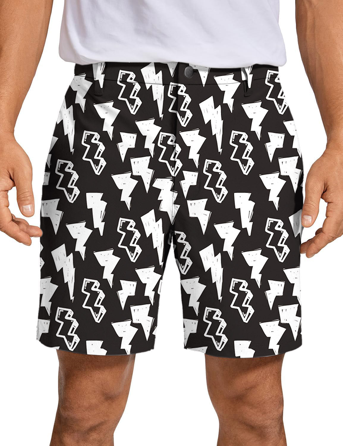 Men's Black and White Lighting Golf Shorts