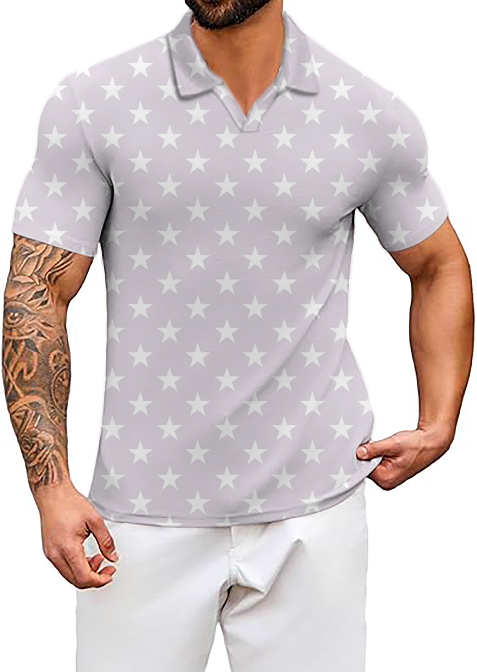 Men's American Stripes V Neck Golf Polo Shirts