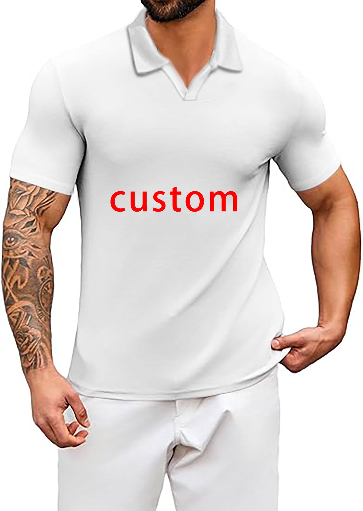 Men's Custom Own Logo V Neck Golf Polo Shirts