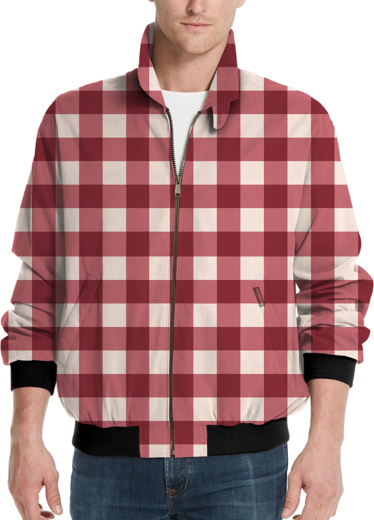 Christmas red checkerboard Men's Golf Windbreaker Light Jacket