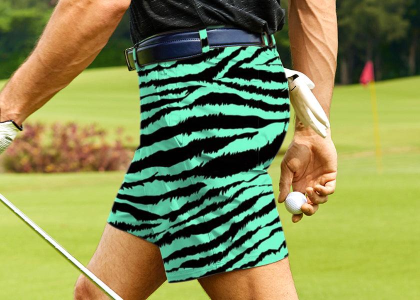 Men Teal Tiger Golf Shorts