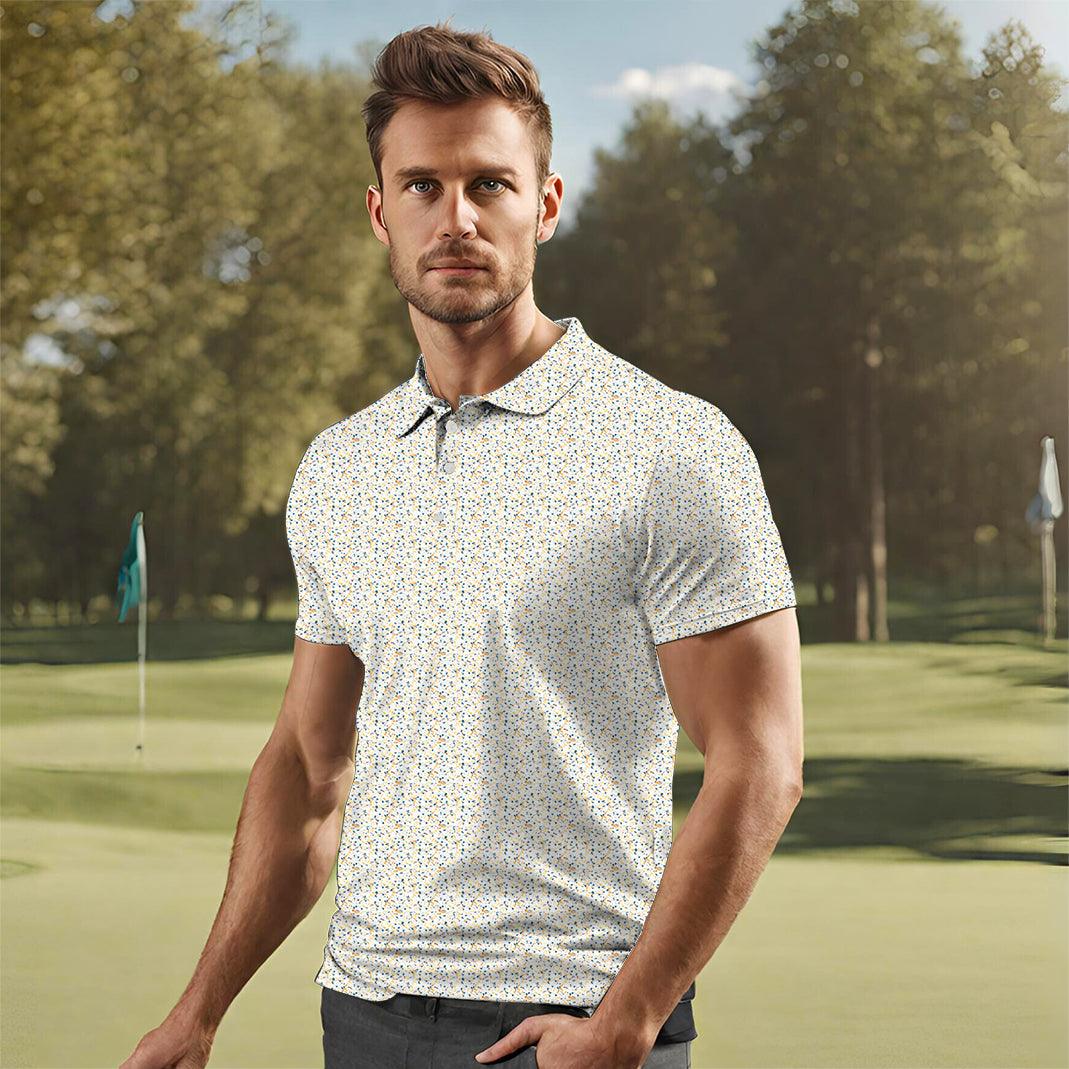 Men's Yellow terrazzo golf polo