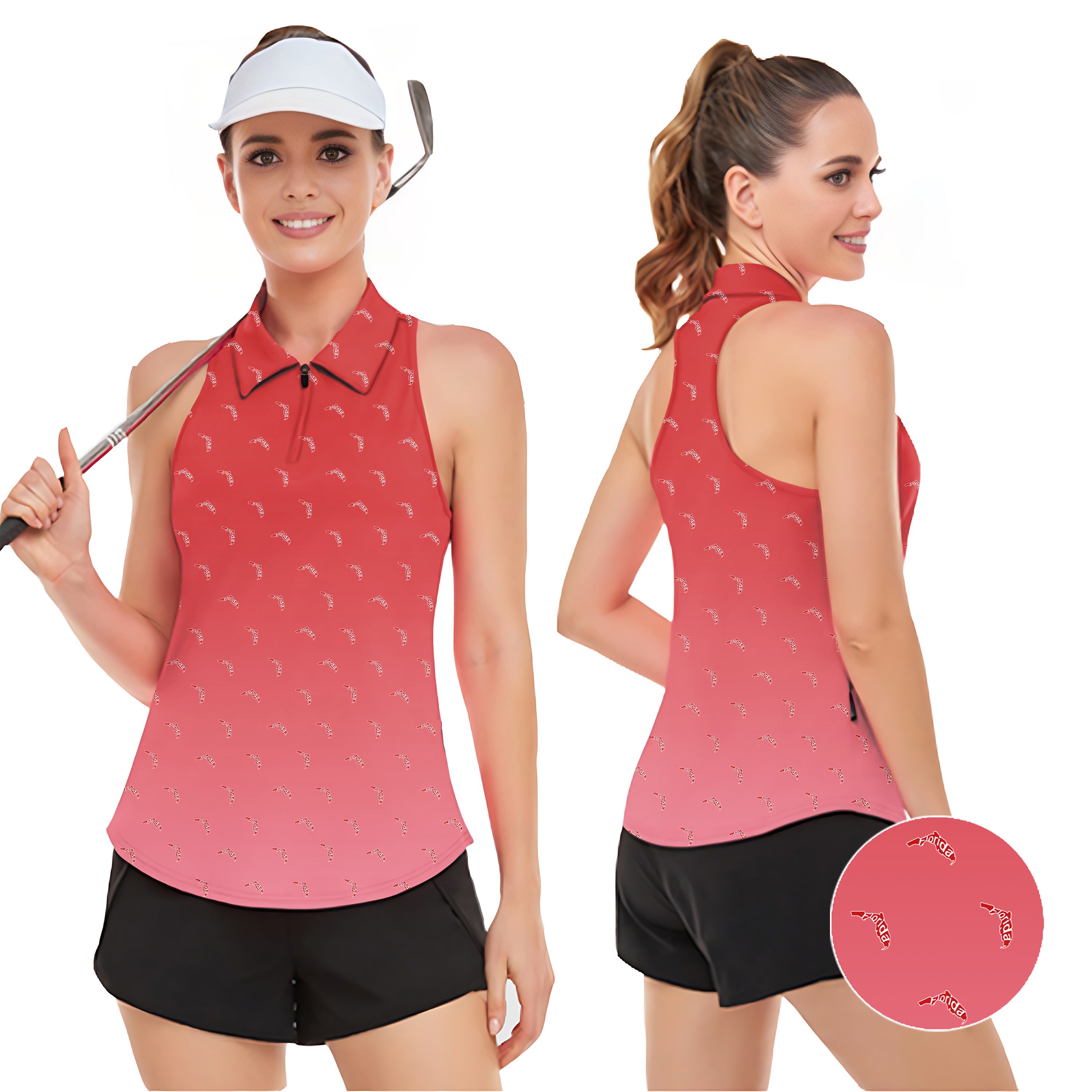 Red Florida Women’s Sleeveless Golf Tank Top Shirt Polo