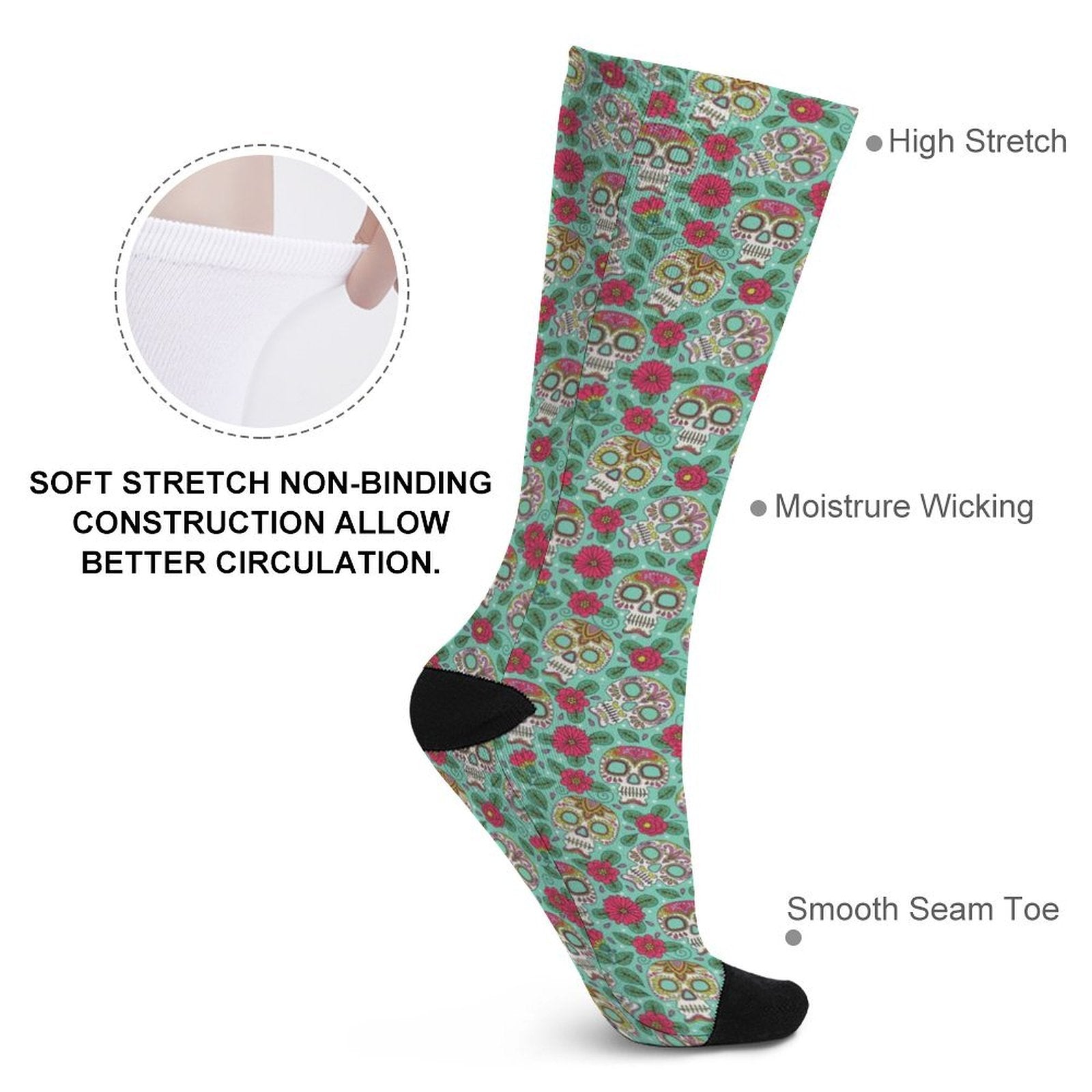 Skull and Rose Prined socks Gifts for Men Women