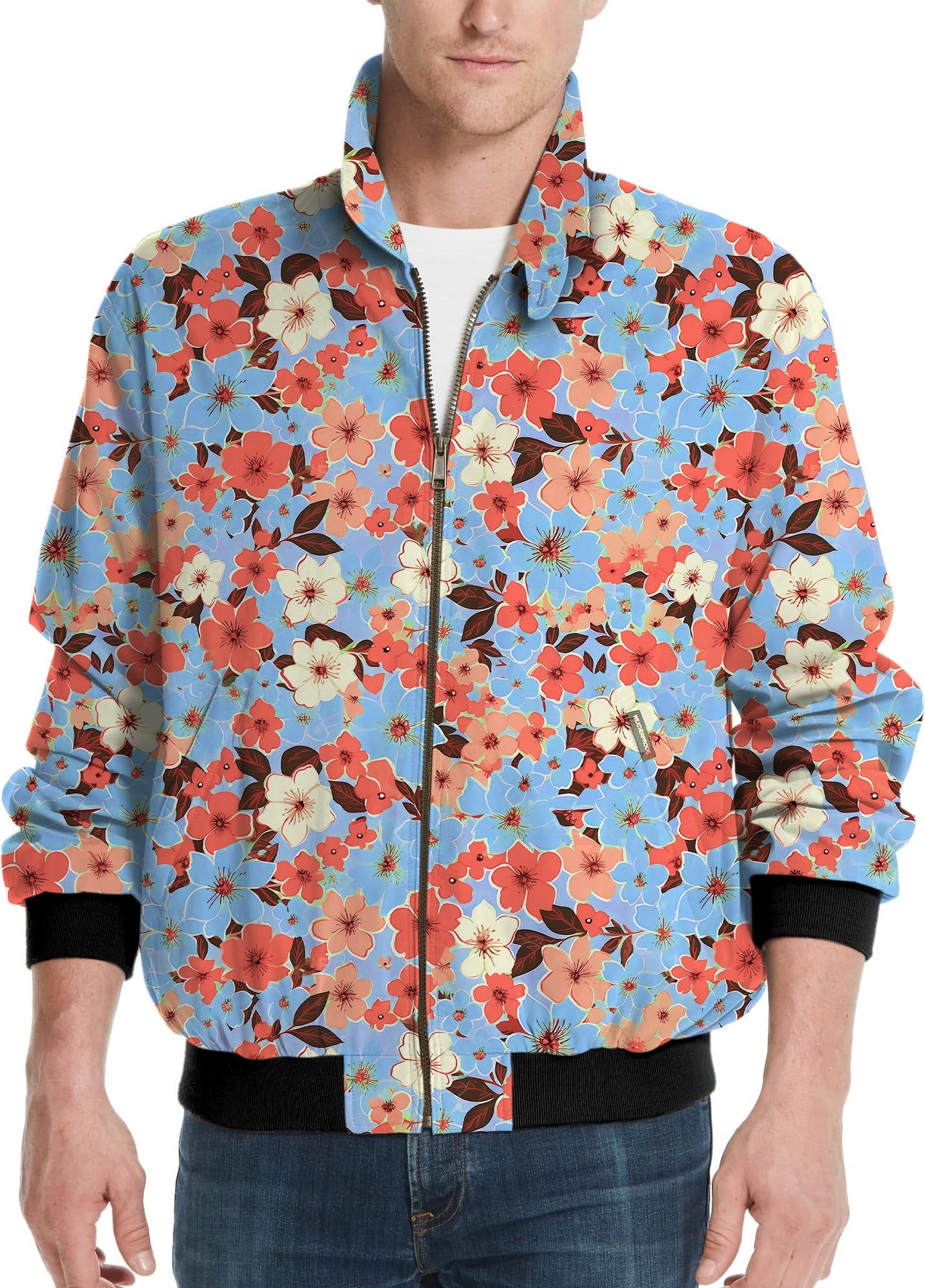 Light Tropical flowers Men's Golf Windbreaker Light Jacket