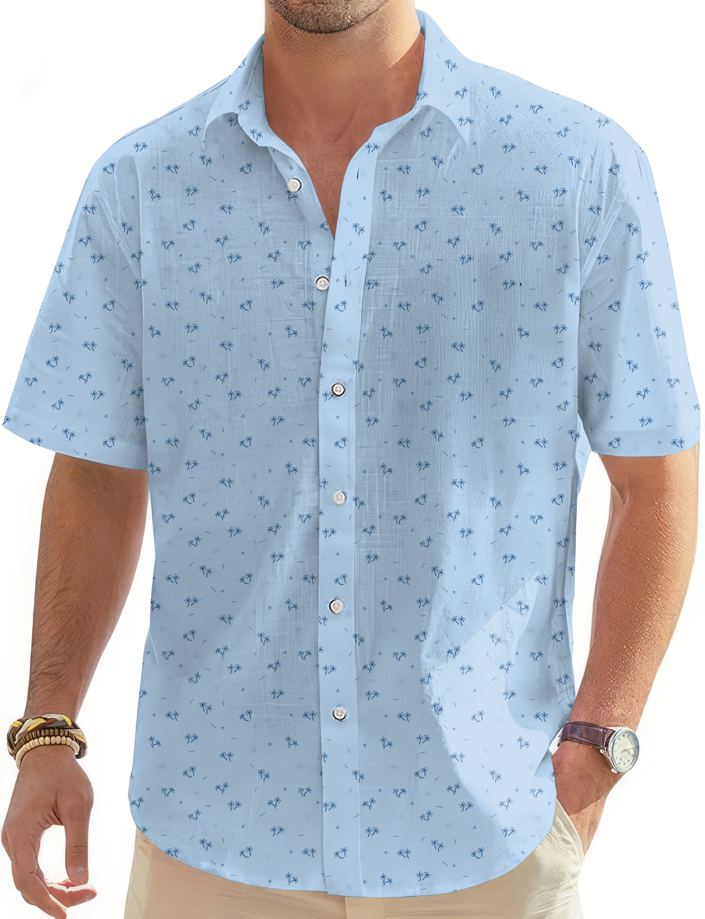 Tropical Palms-Men's Golf Hawaiian Shirts Button Down Shirt