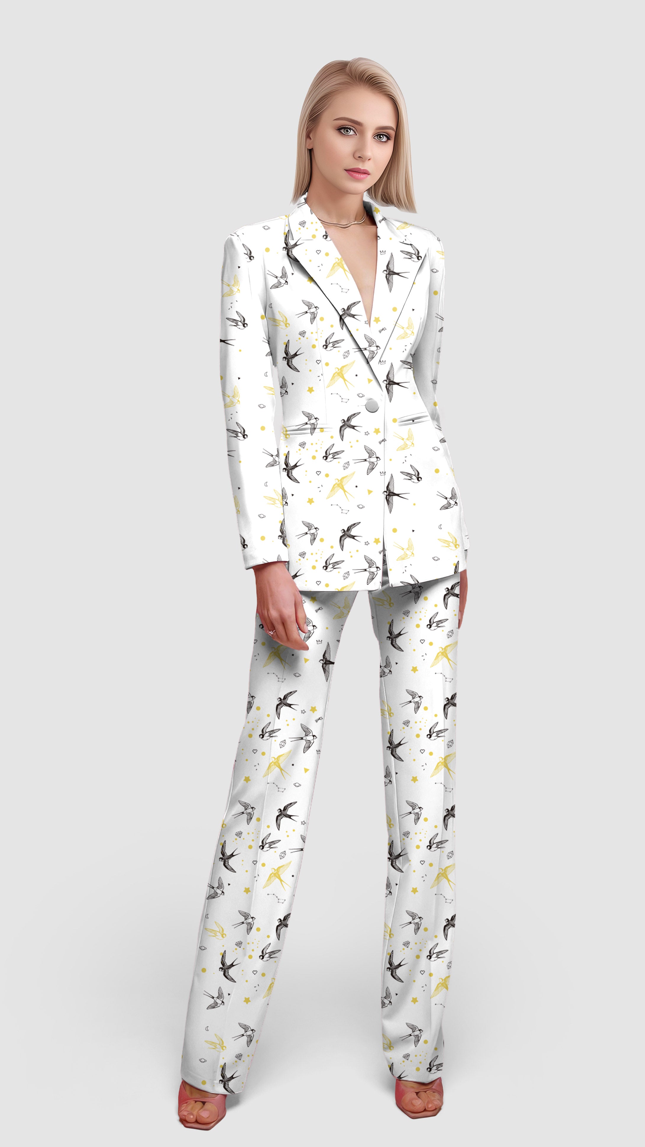 Sparrows-Women's Blazer Casual Work Office Blazer Suit set