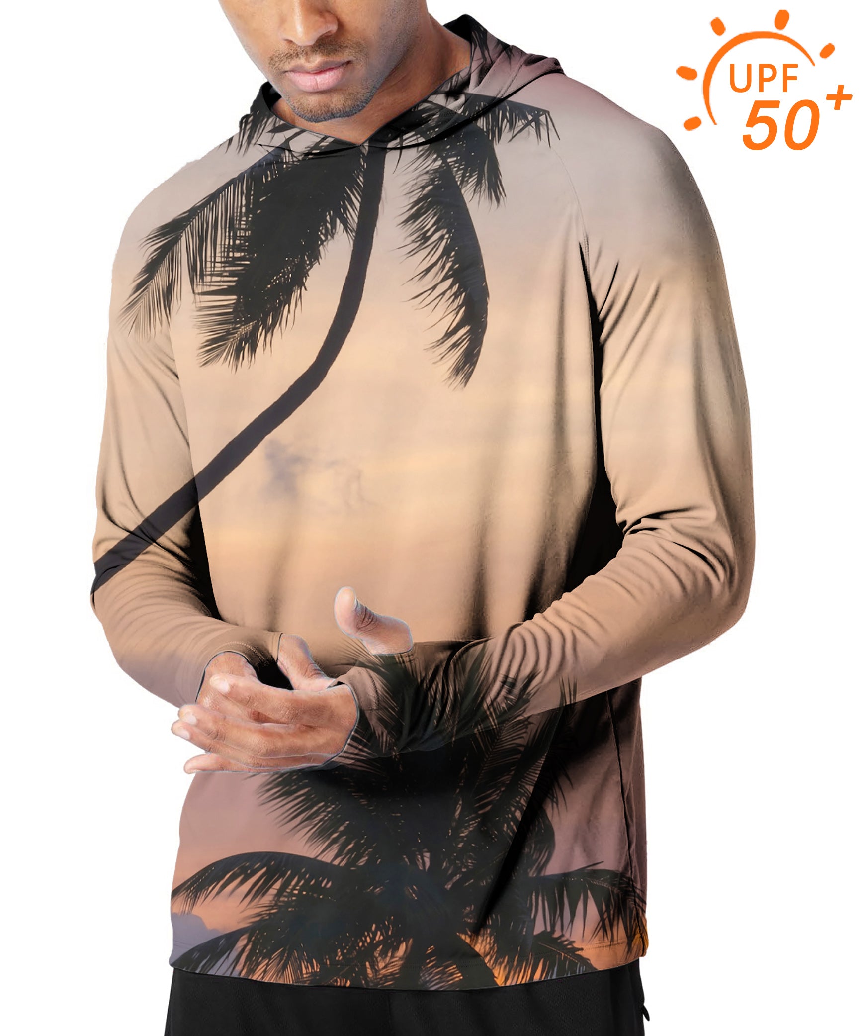 Men's Outdoor Sunset Palm Tree Golf Sun Protection Slim Fit hoodies