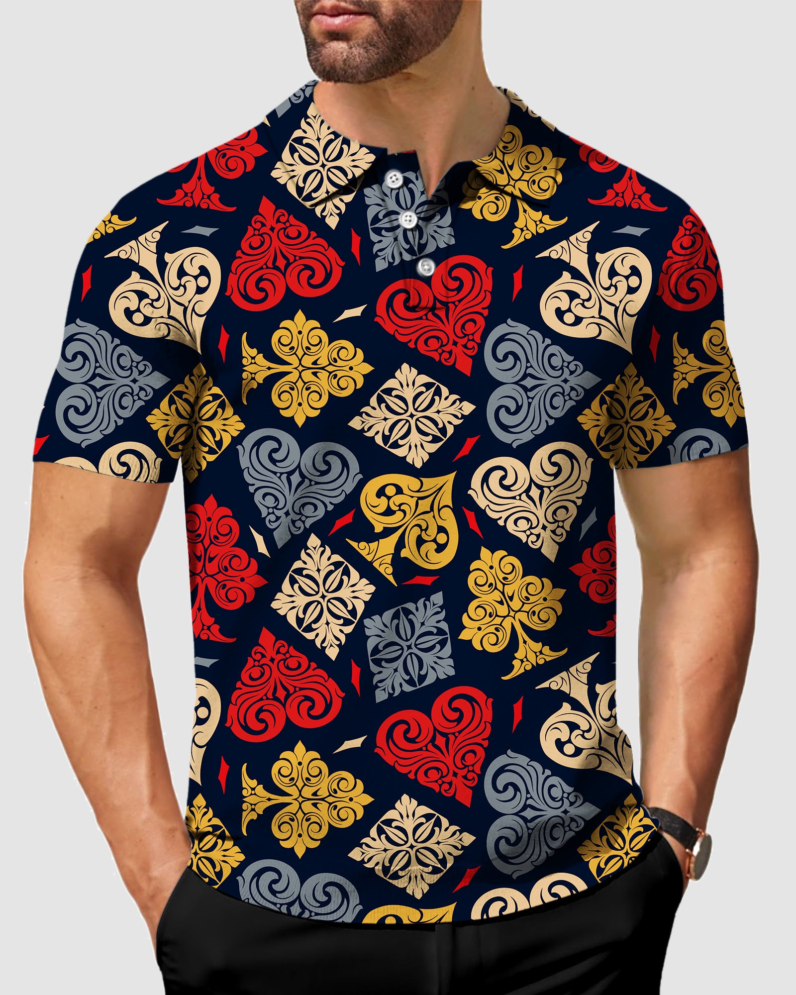 men's golf poker polo